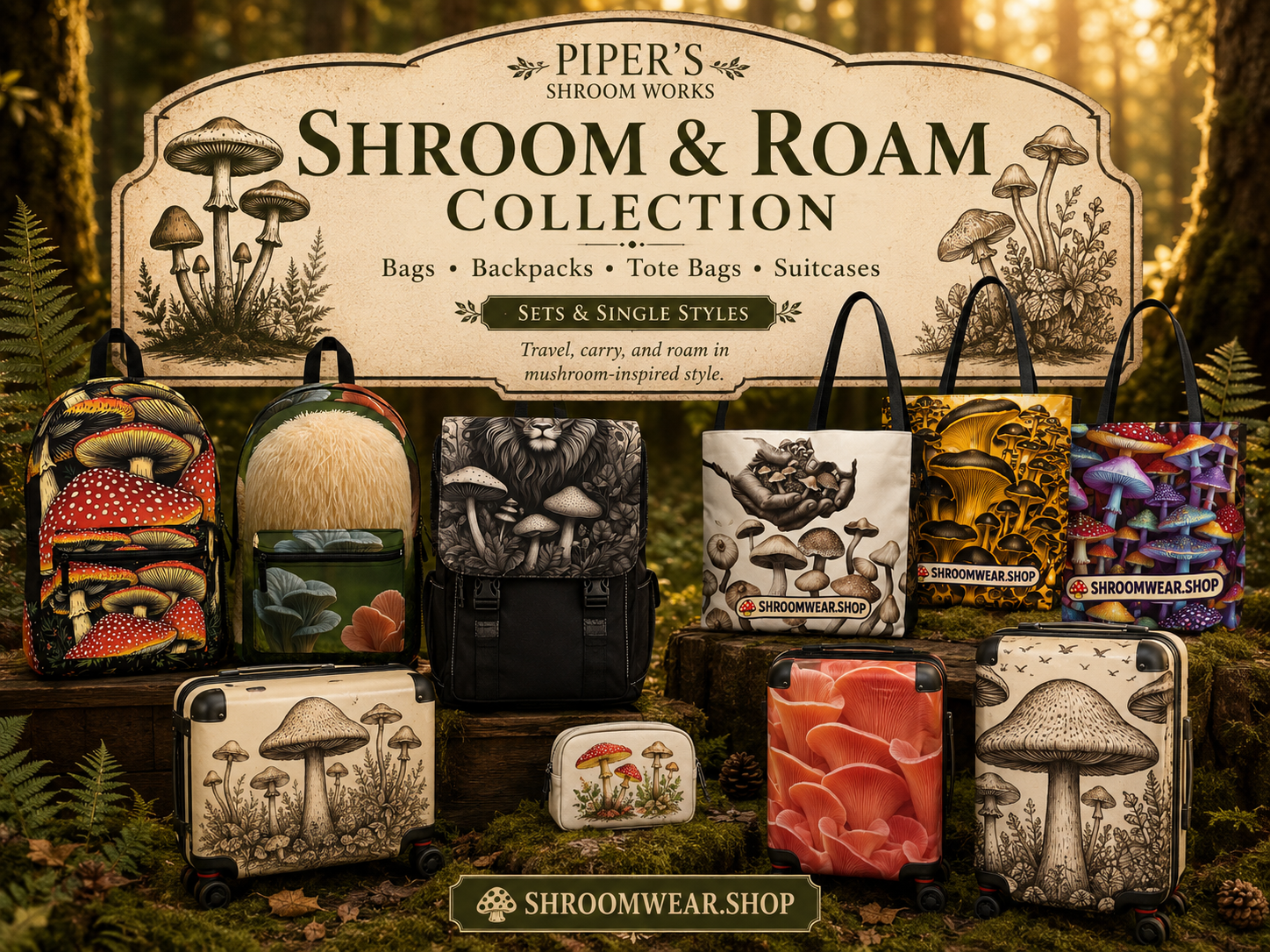 Shroom & Roam: Bags, Backpacks & Travel Gear