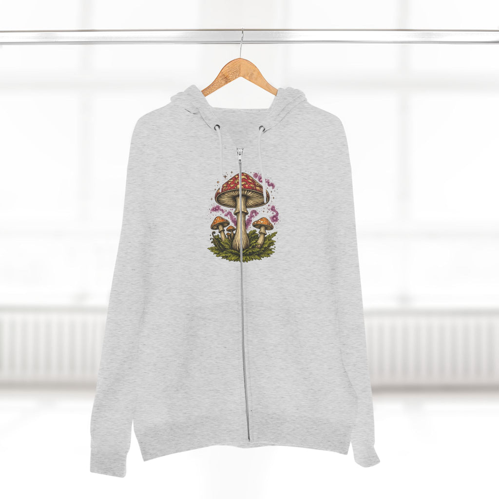 City: Portland Mushroom Zip Hoodie — Vintage Psychedelic Fungi Forest Jacket