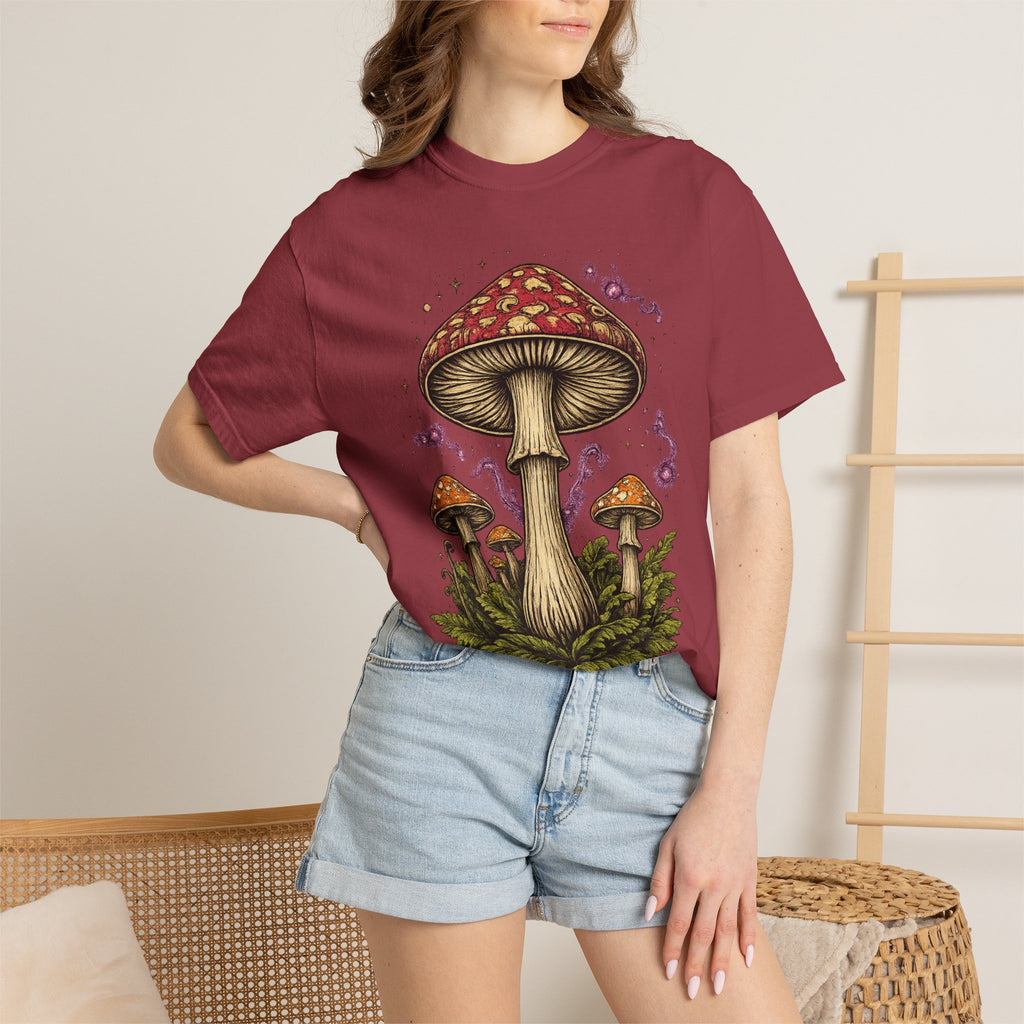 City: Portland Mushroom Graphic T-Shirt — Vintage Forest Amanita Design