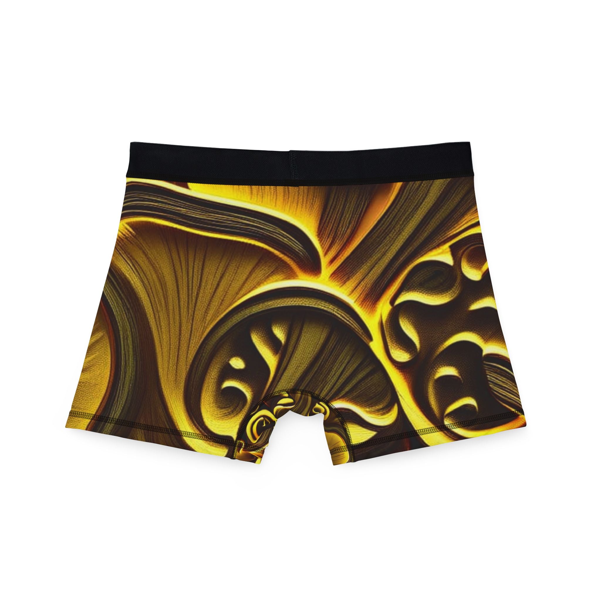 Bóxers para hombre con espirales dorados abstractos - Estampado metálico lujoso en toda la prenda