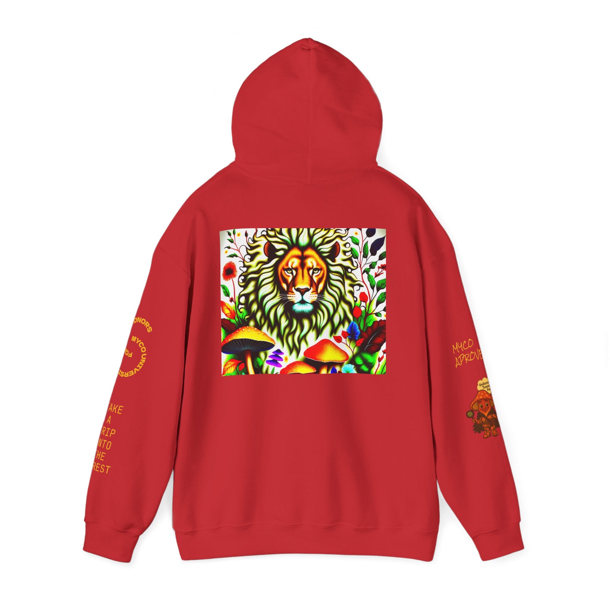 Myco University Lion & Mushroom Hoodie — Psychedelic Lion Graphic Pullover