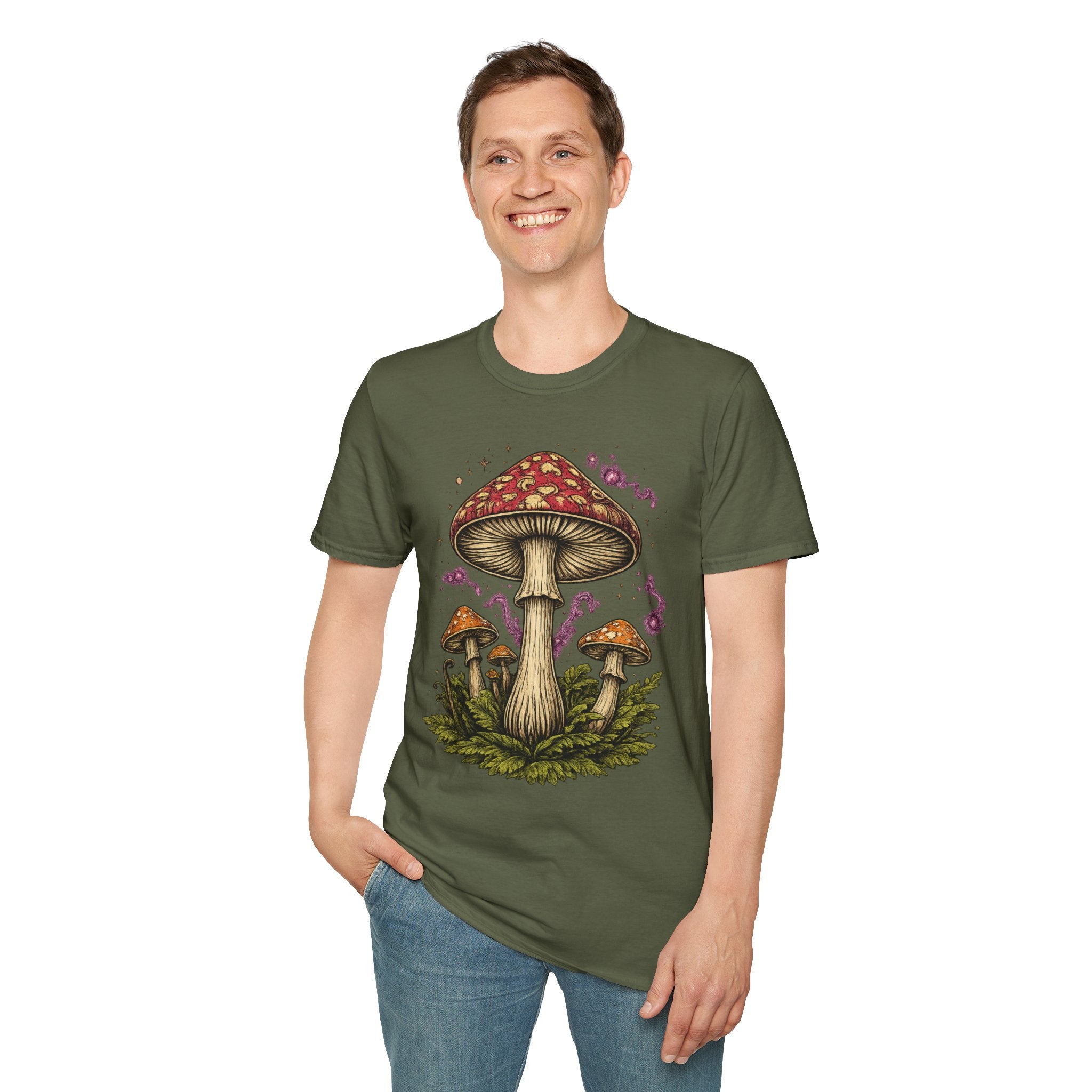 City: Portland Mushroom Magic T-Shirt — Vintage Red Toadstool Illustration