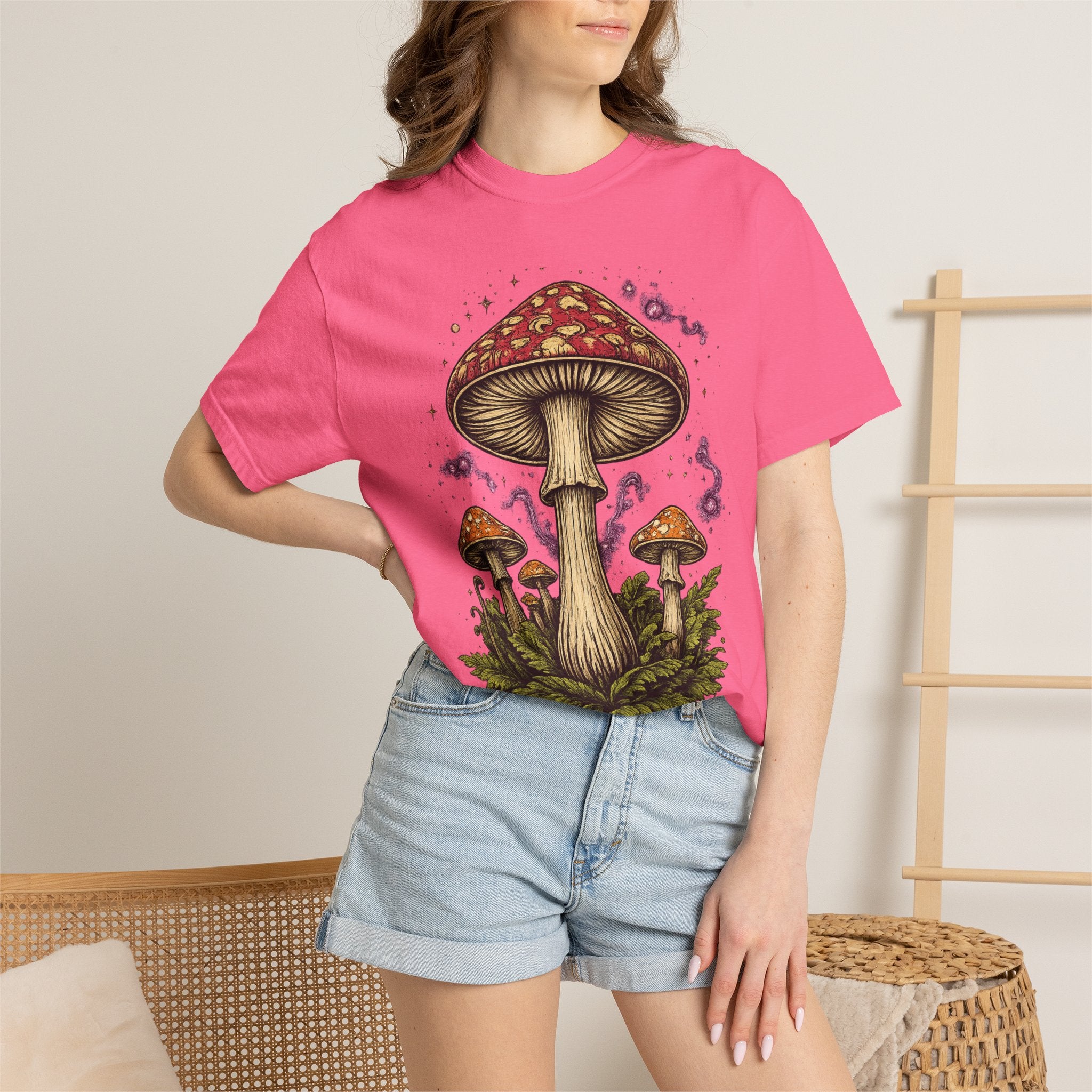 City: Portland Mushroom Graphic T-Shirt — Vintage Forest Amanita Design