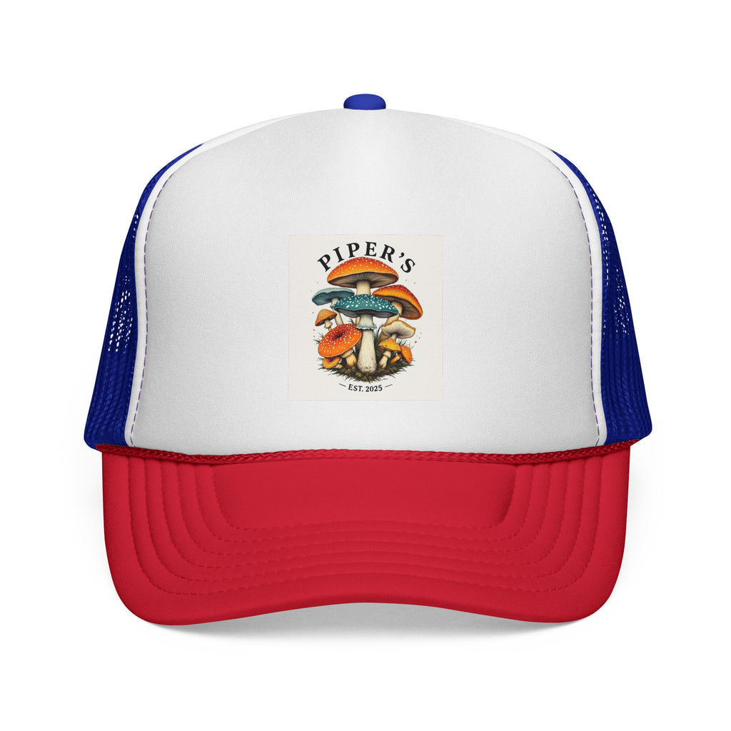 Gorra trucker vintage de setas — Sombrero retro de recolector "Piper's"