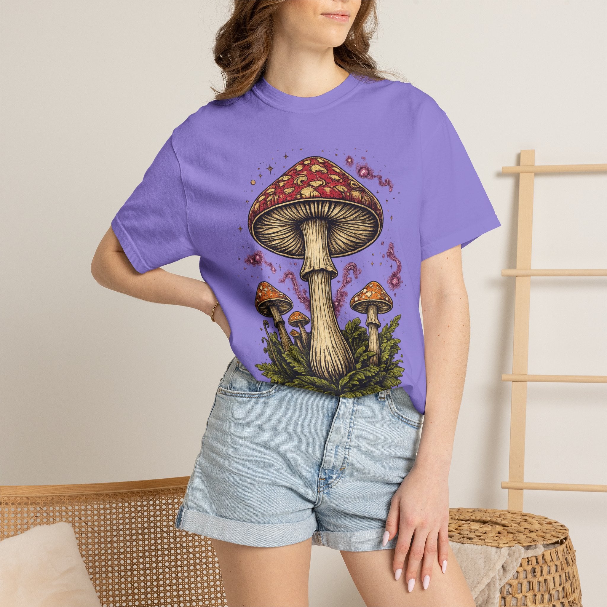 City: Portland Mushroom Graphic T-Shirt — Vintage Forest Amanita Design