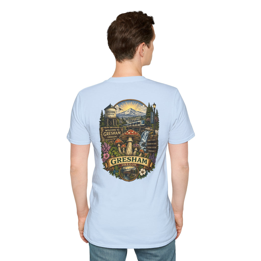 City: Gresham Psychedelic Mushroom Graphic T-Shirt — Red Amanita Illustration