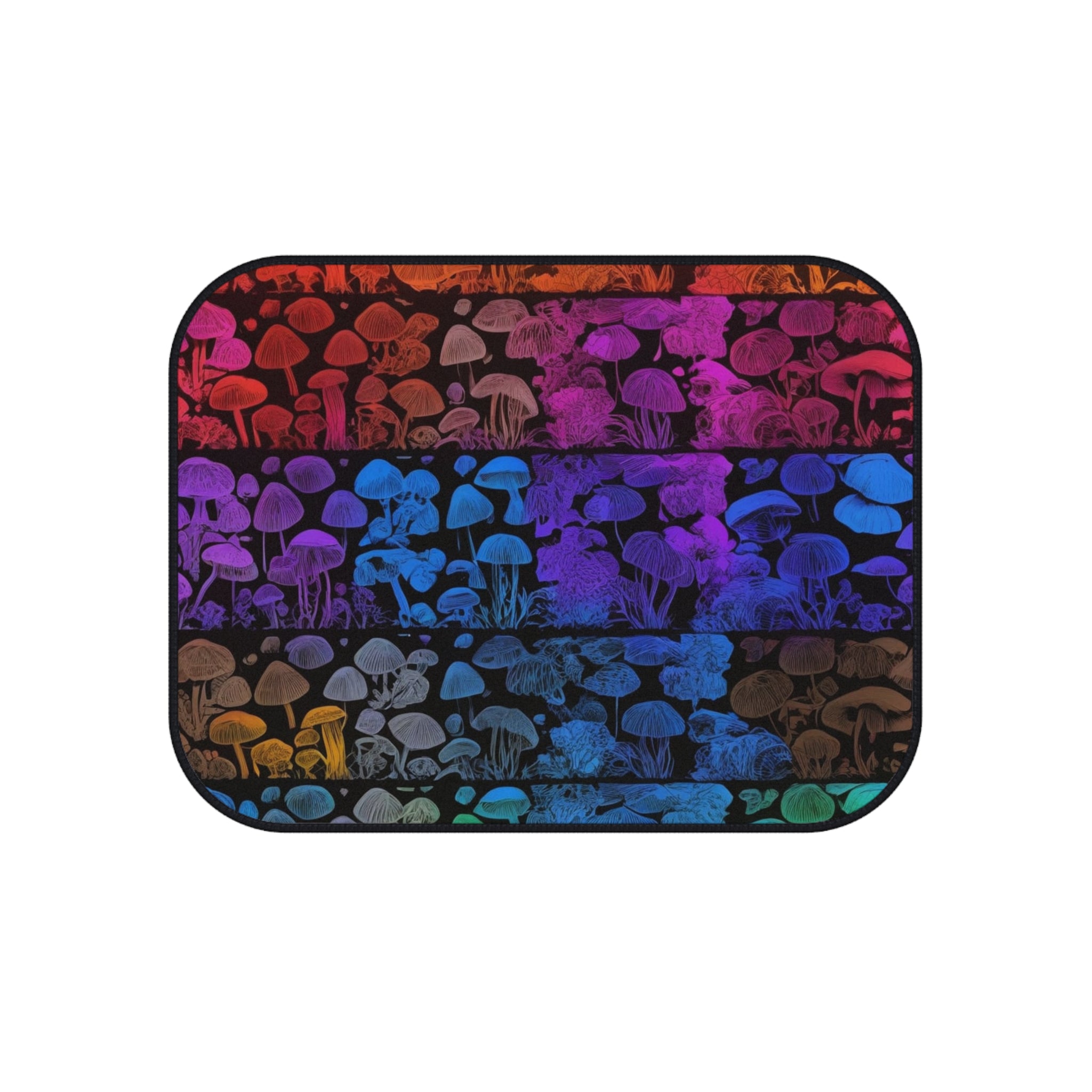 Car Mats — Rainbow Mushroom Patterned Floor Mat Set (4-Piece)