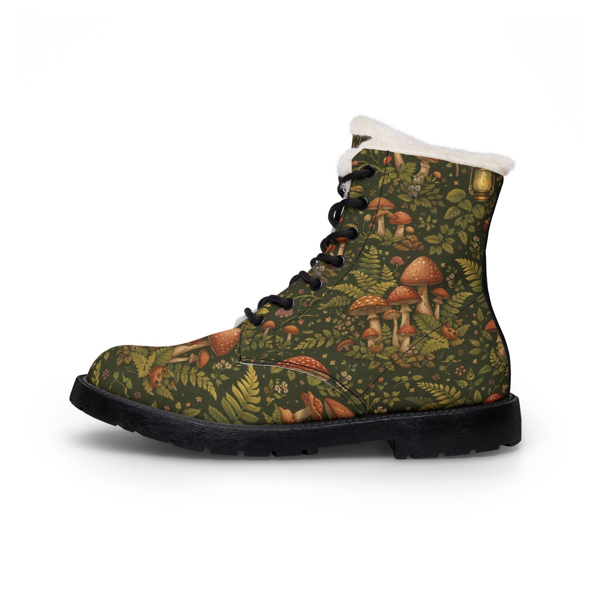 Mushroom Forest Fur-Lined Leather Boots — Men's Winter Hiking Boots