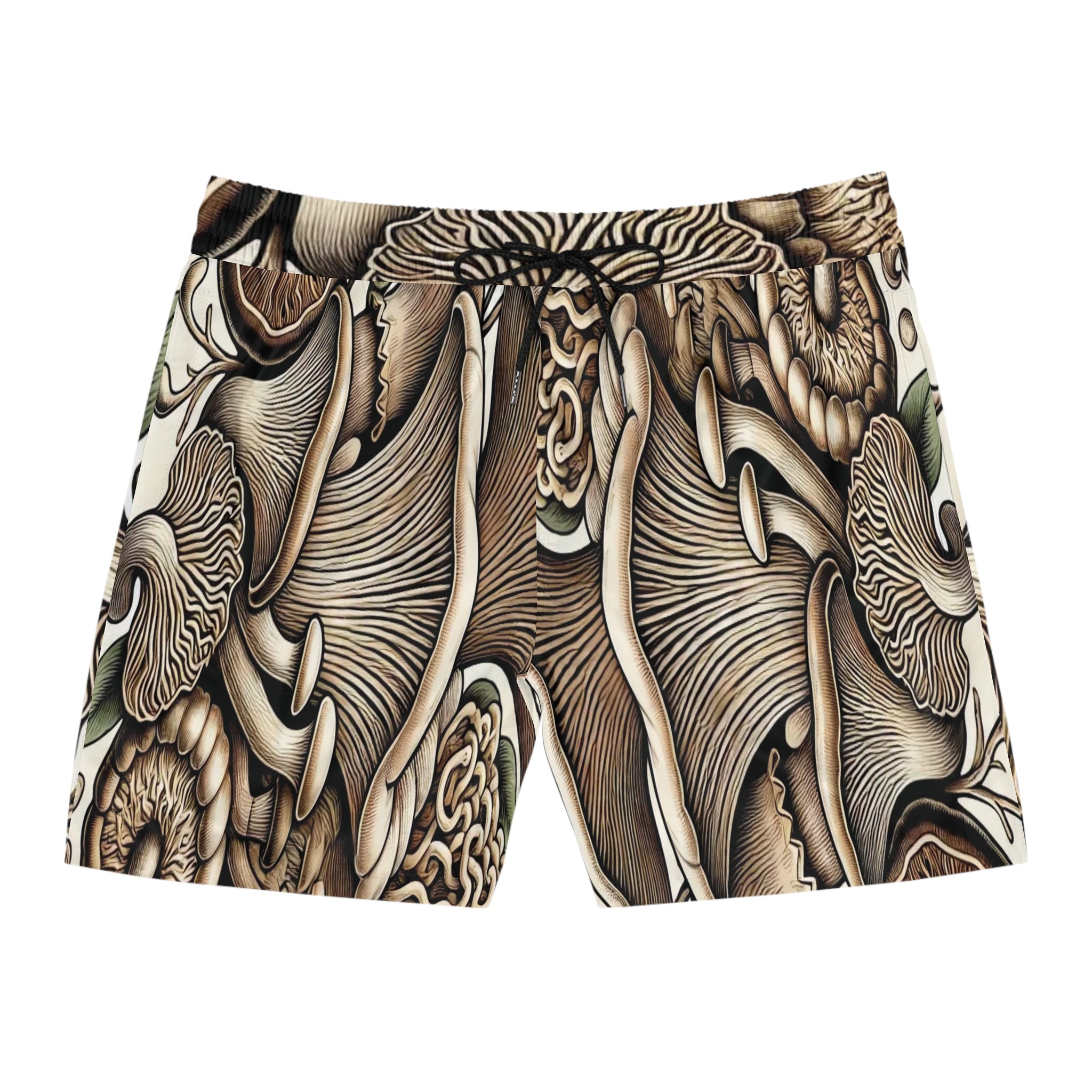 Mushroom Forest Swim Shorts — Botanical Psychedelic Men's Beach Trunks