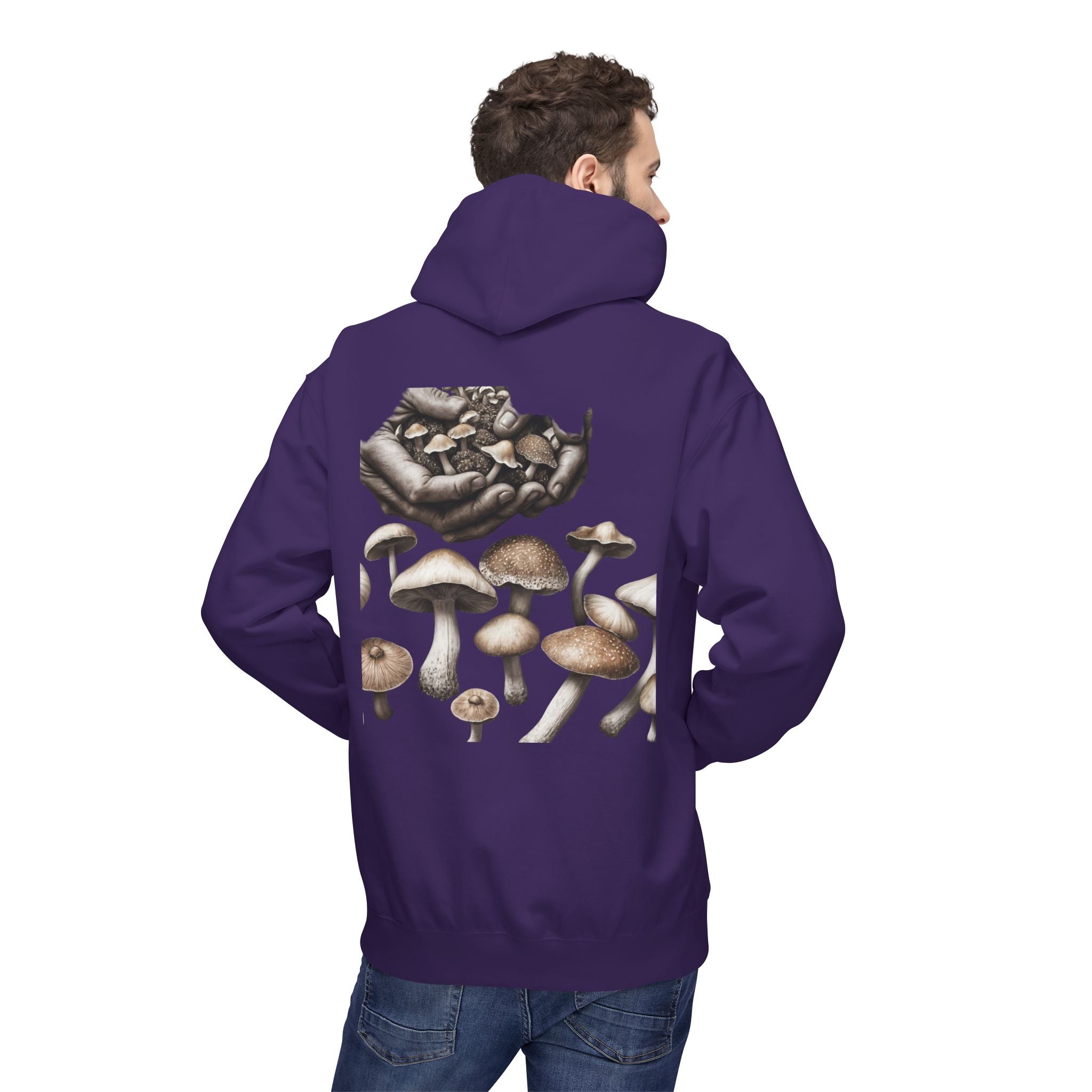 Mushroom Art Hoodie — Botanical Foraging Graphic Pullover