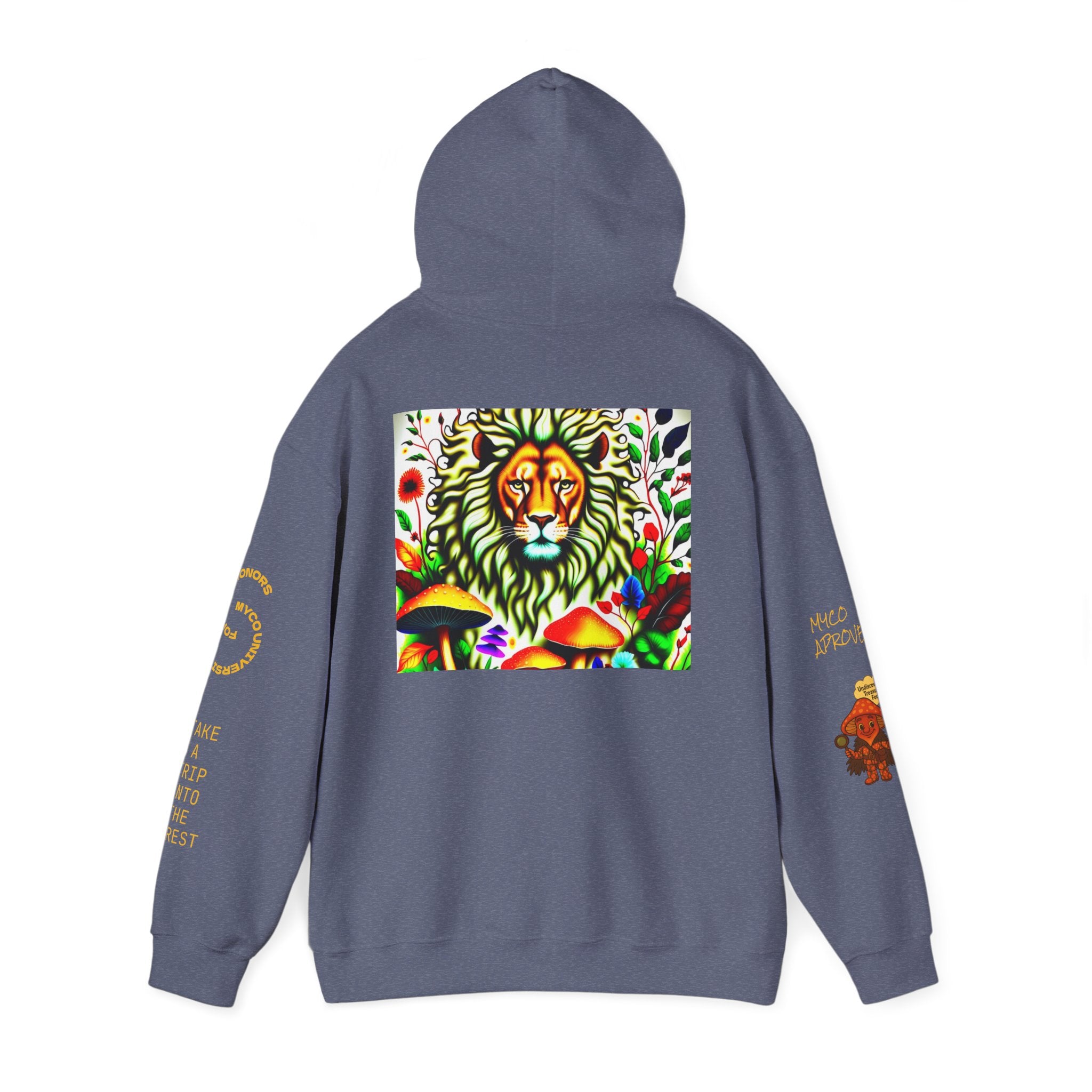 Myco University Lion & Mushroom Hoodie — Psychedelic Lion Graphic Pullover