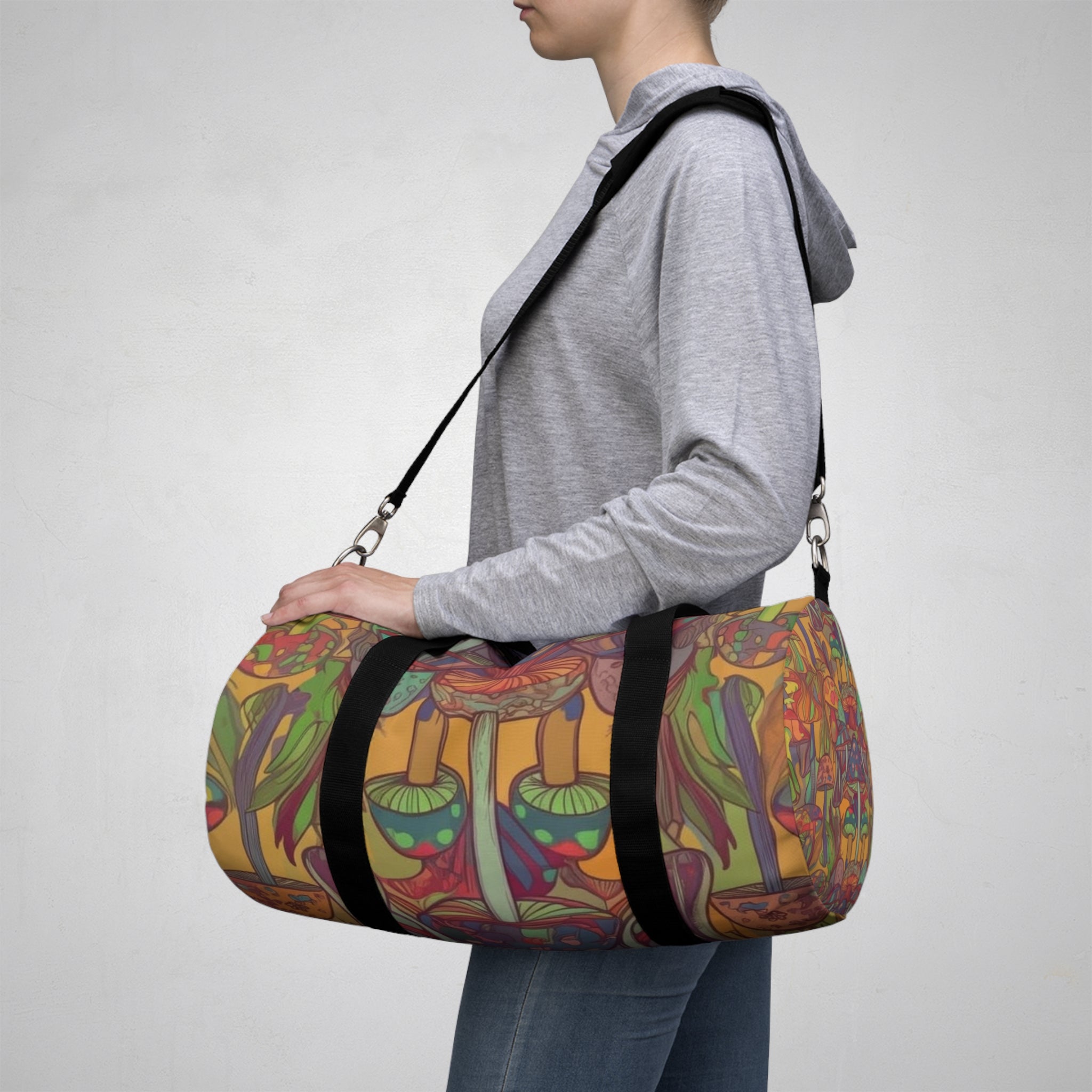 Psychedelic Mushroom Duffel Bag — Colorful Boho Travel Gym Bag