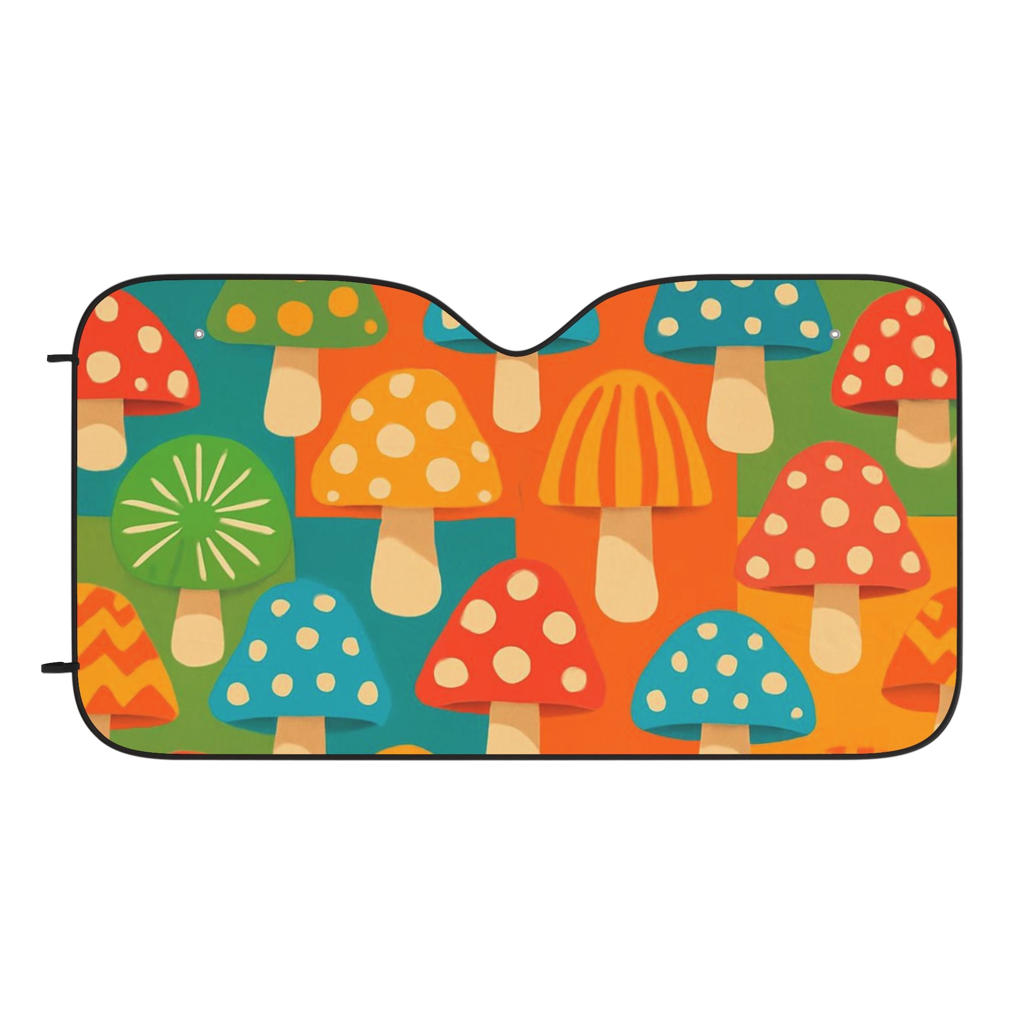 Mushroom Pattern Car Sun Shade – Retro Colorful Sunshade for Windshield