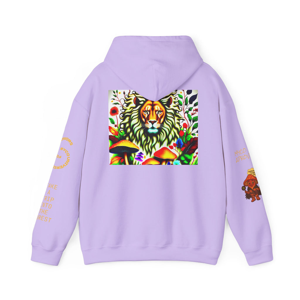 Myco University Lion & Mushroom Hoodie — Psychedelic Lion Graphic Pullover