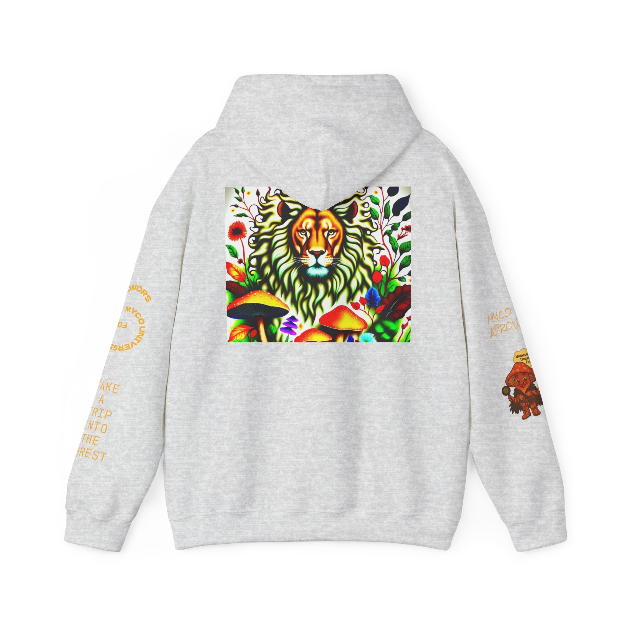 Myco University Lion & Mushroom Hoodie — Psychedelic Lion Graphic Pullover