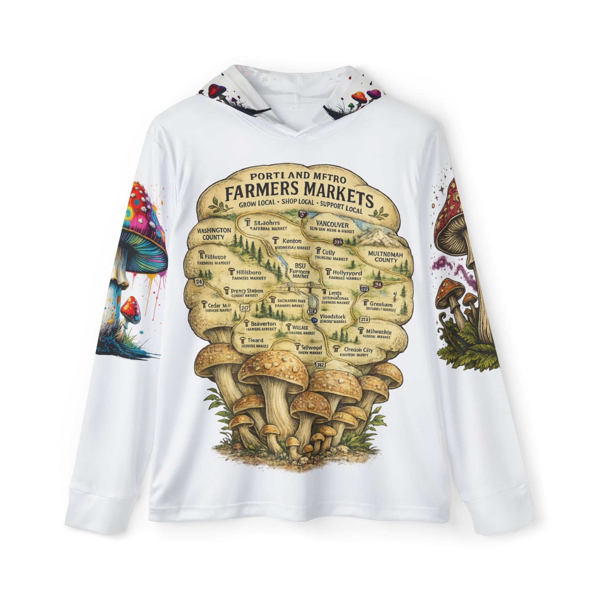 City: Portland Mushroom Farmers Market Hoodie — Men’s All-Over Print Warmup