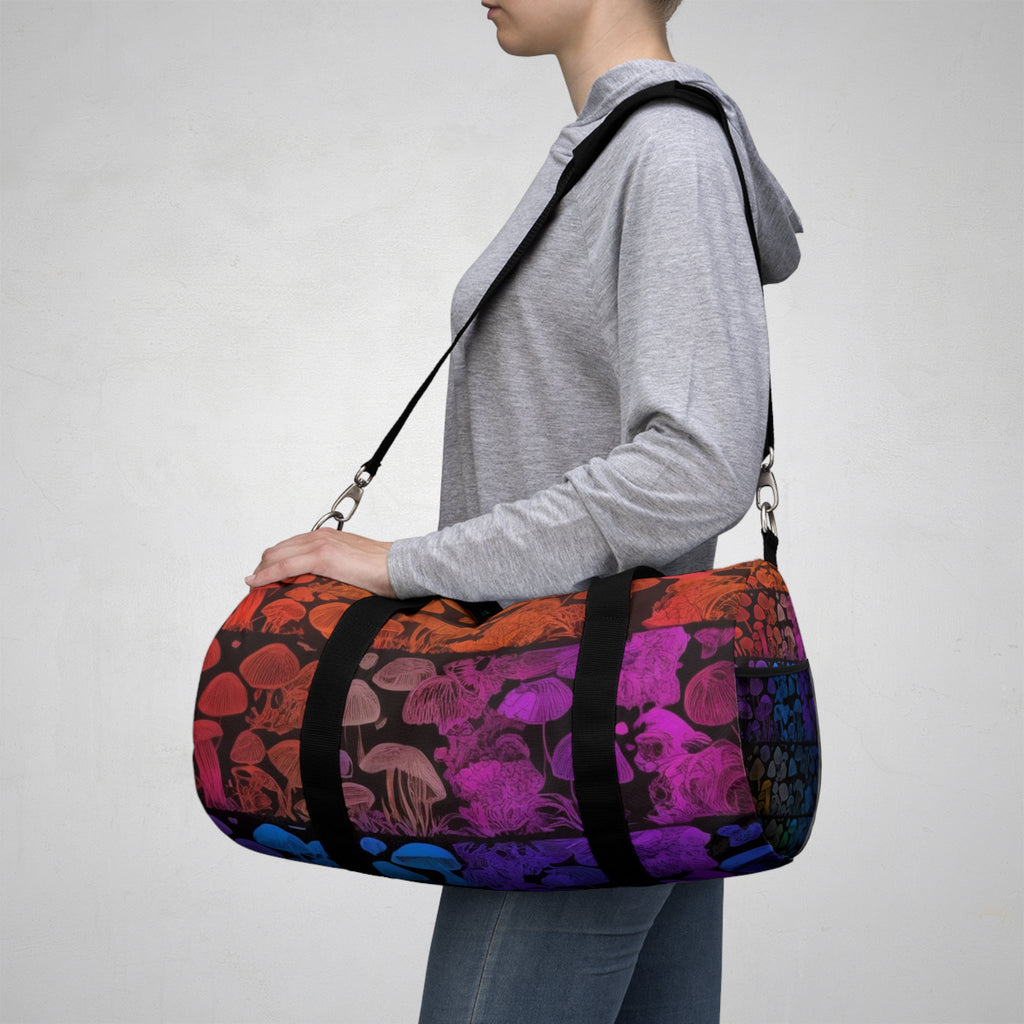 Mushroom Skull Gradient Duffel Bag — Colorful Psychedelic Travel Bag