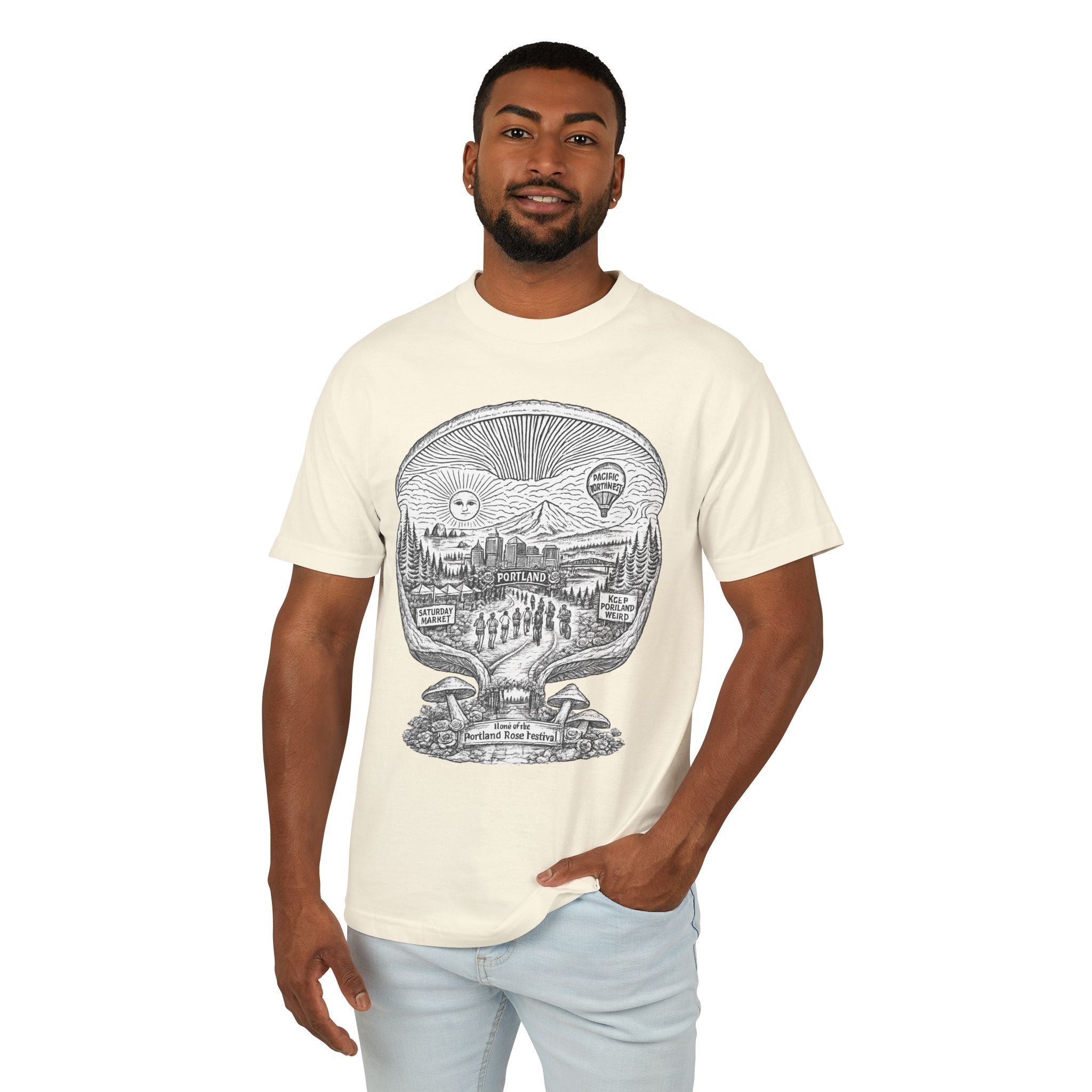 Portland Mushrooms Graphic Tee — Vintage Outdoor Nature T-Shirt