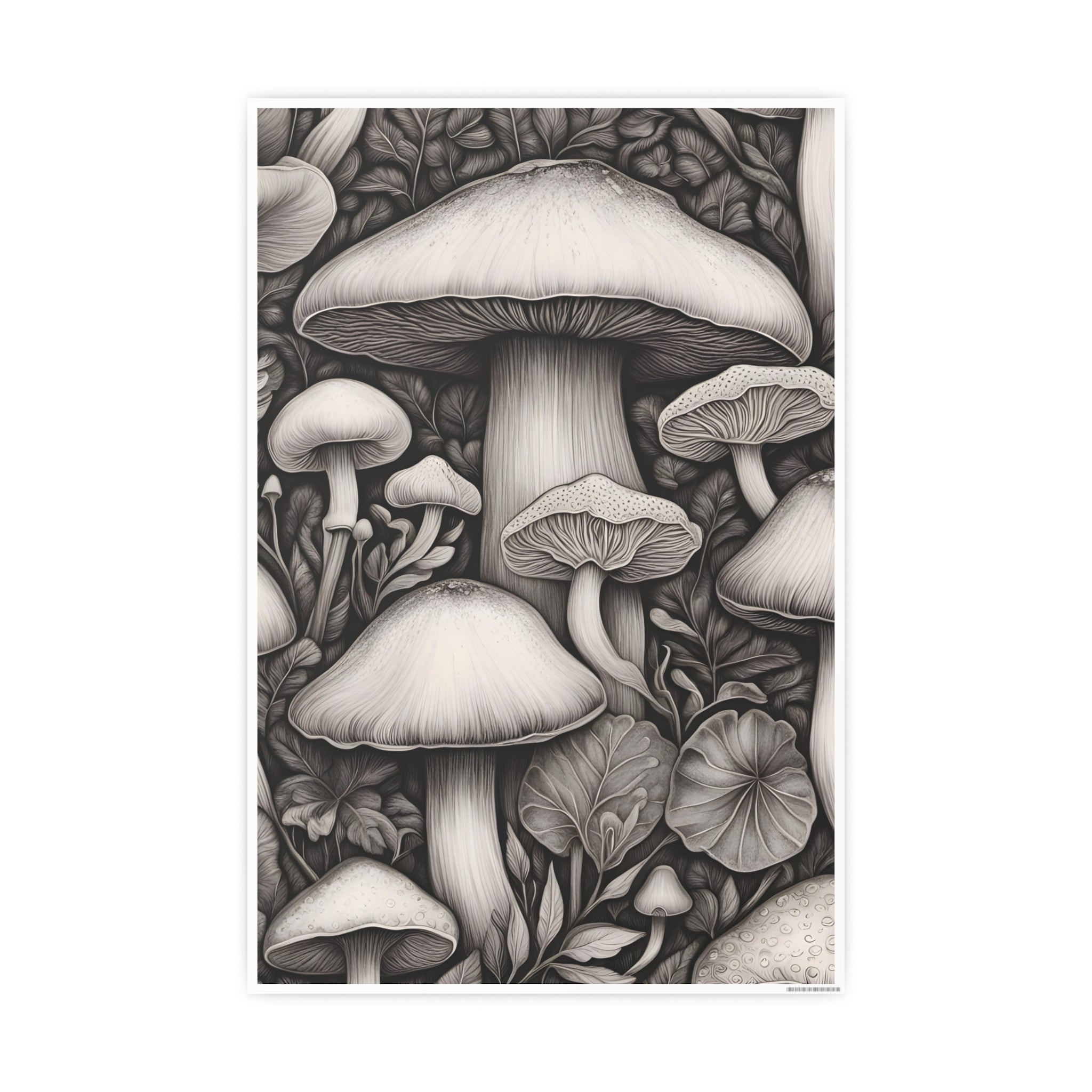 Poster: Mushroom Illustration Poster — Botanical Fungi Art Print
