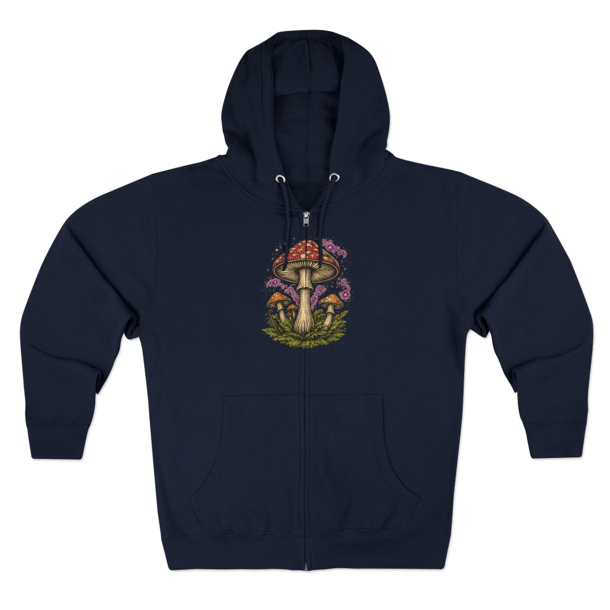 City: Portland Mushroom Zip Hoodie — Vintage Psychedelic Fungi Forest Jacket