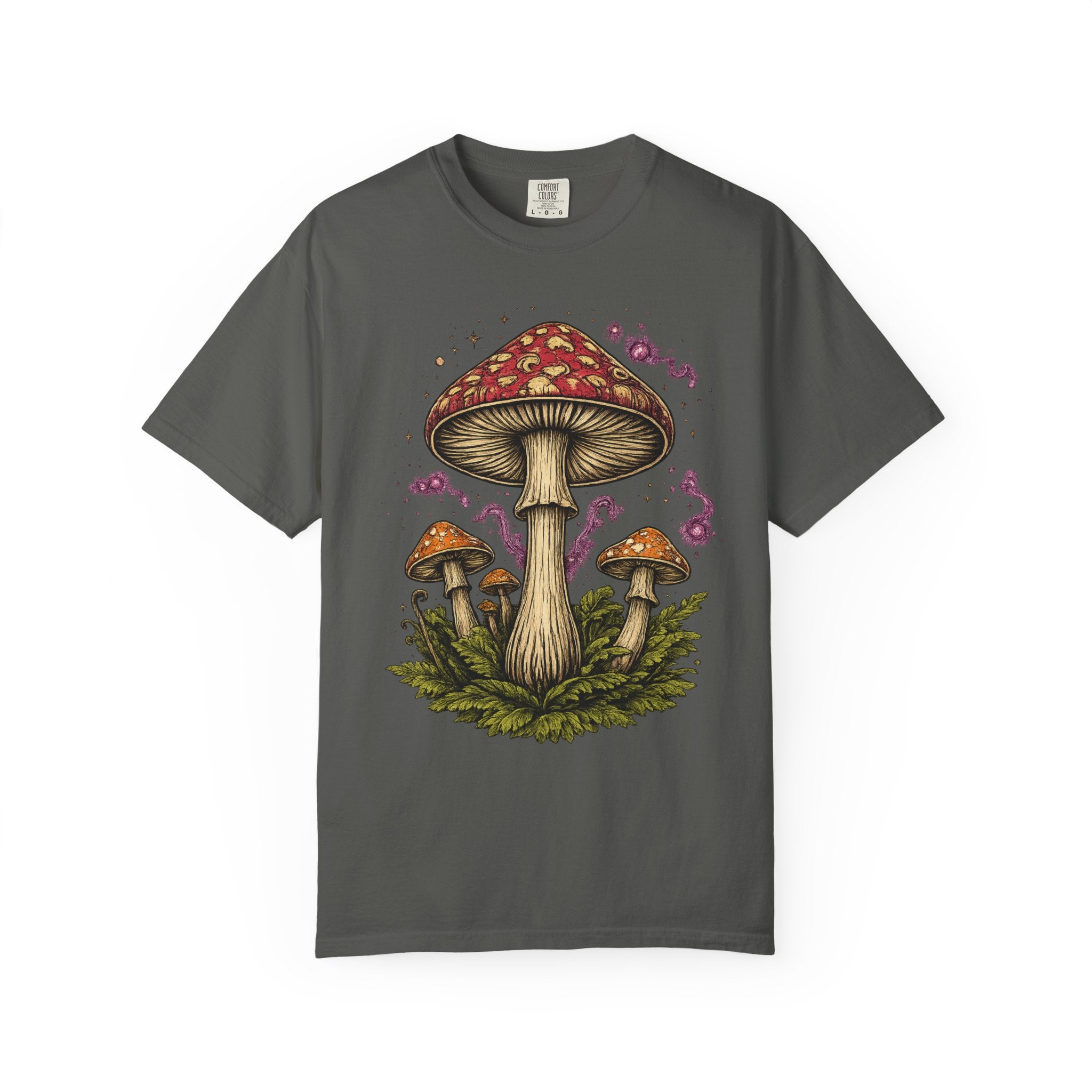 City: Portland Mushroom Graphic T-Shirt — Vintage Forest Amanita Design