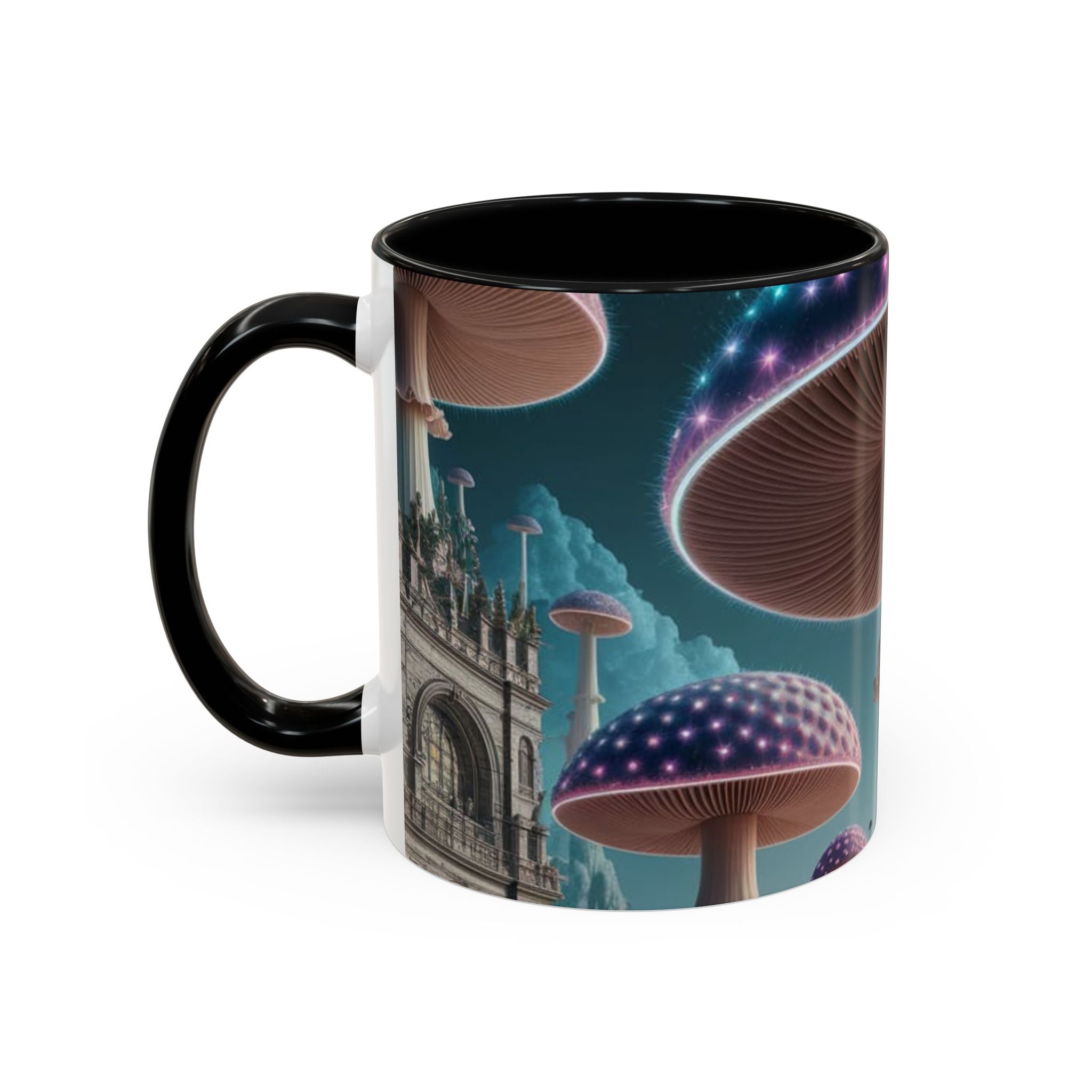 Mug: Mystical Mushroom Accent Coffee Mug — Fantasy Psychedelic Ceramic Cup (11/15oz)
