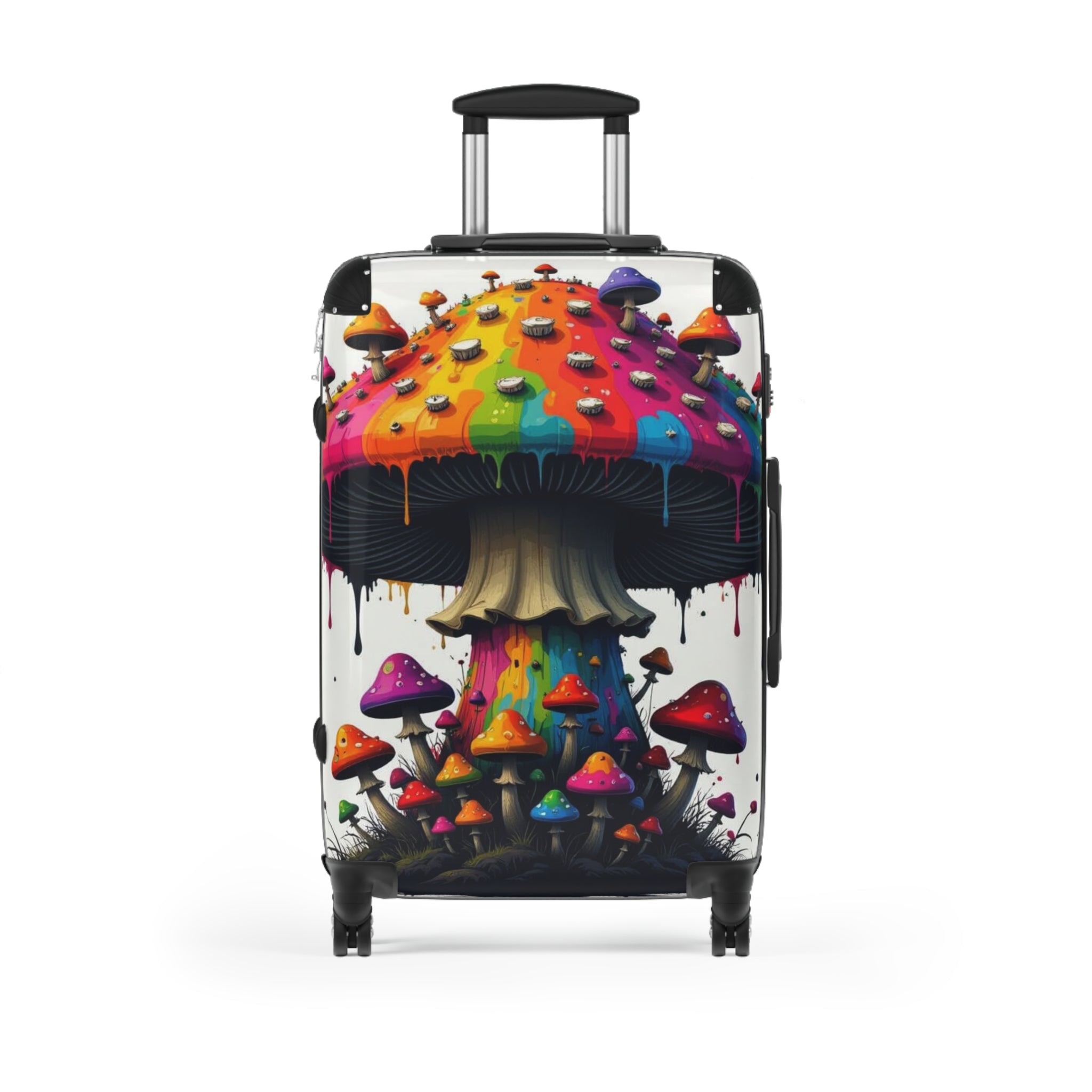 Psychedelic Rainbow Mushroom Suitcase – Colorful Travel Carry-On