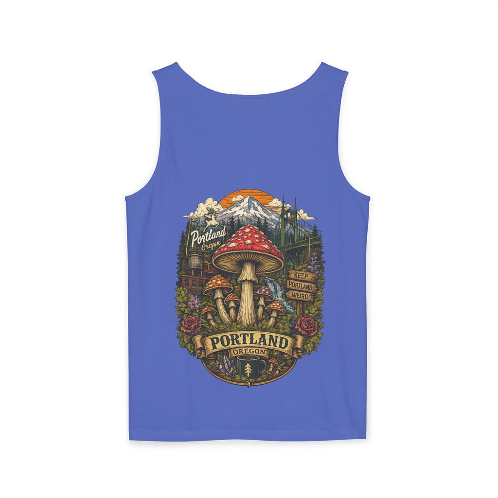 City: Portland Mushroom Graphic Tank Top — Colorful Psychedelic Fungi Design