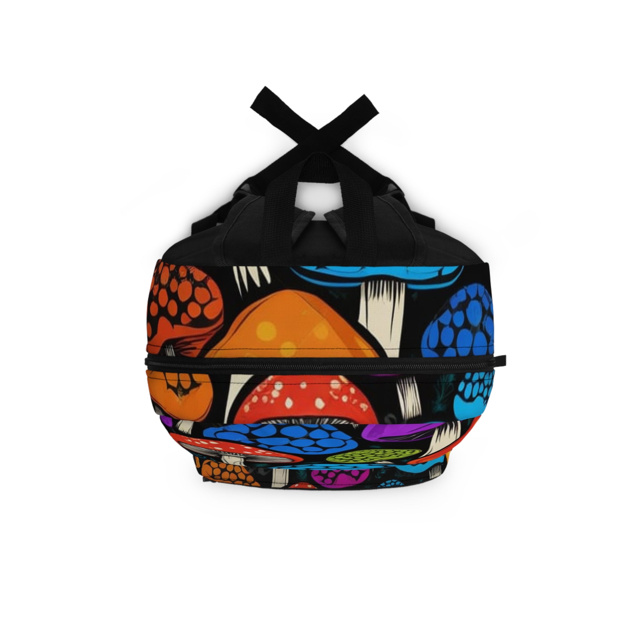 Colorful Psychedelic Mushroom Backpack — Vibrant Fungi Print School & Travel Bag