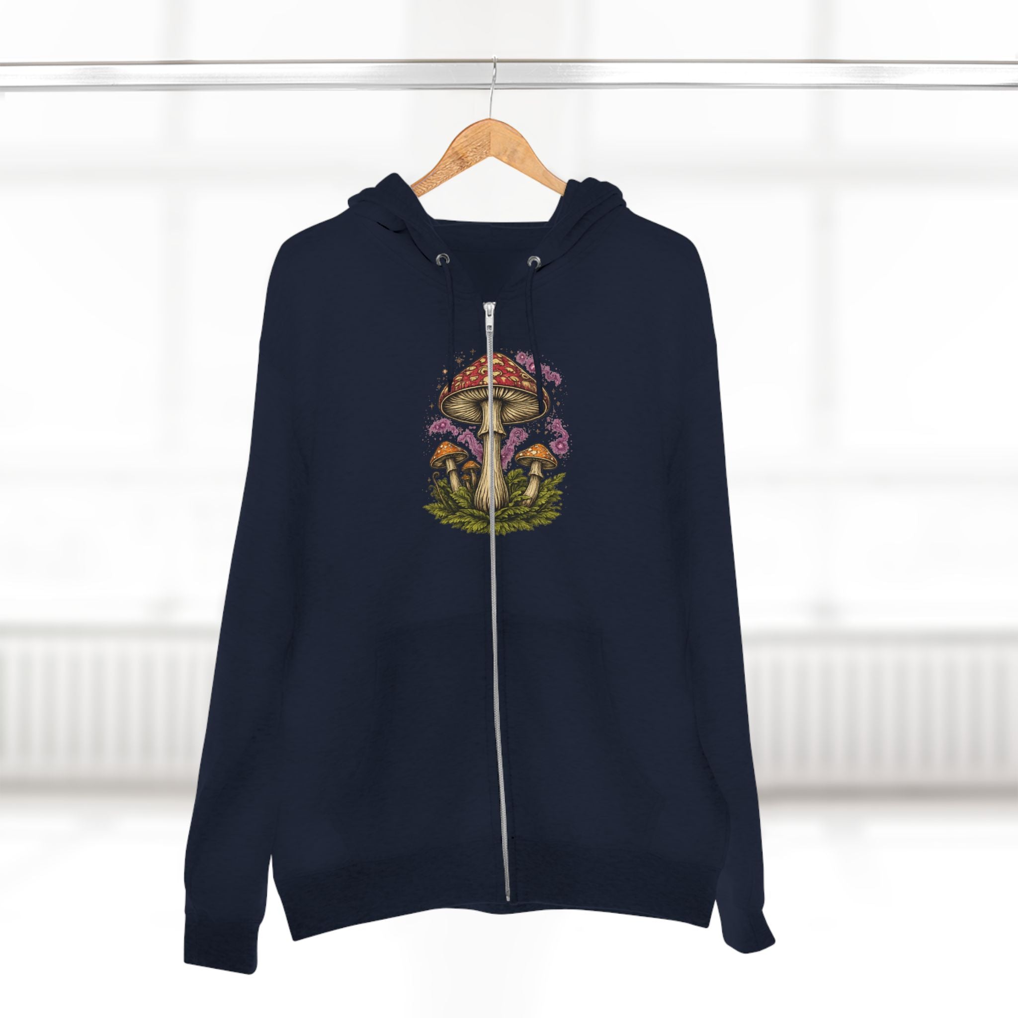 City: Portland Mushroom Zip Hoodie — Vintage Psychedelic Fungi Forest Jacket