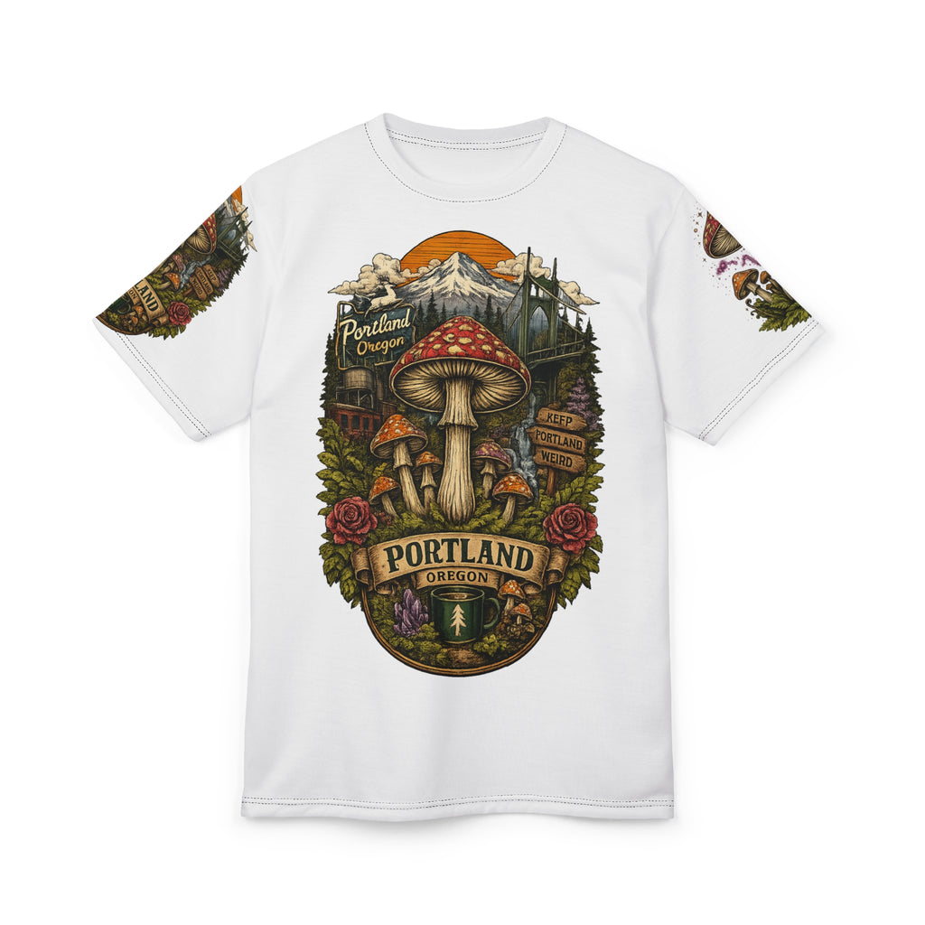 City: Portland Mushroom Scenic Tee — Portland Oregon Nature Graphic T-Shirt