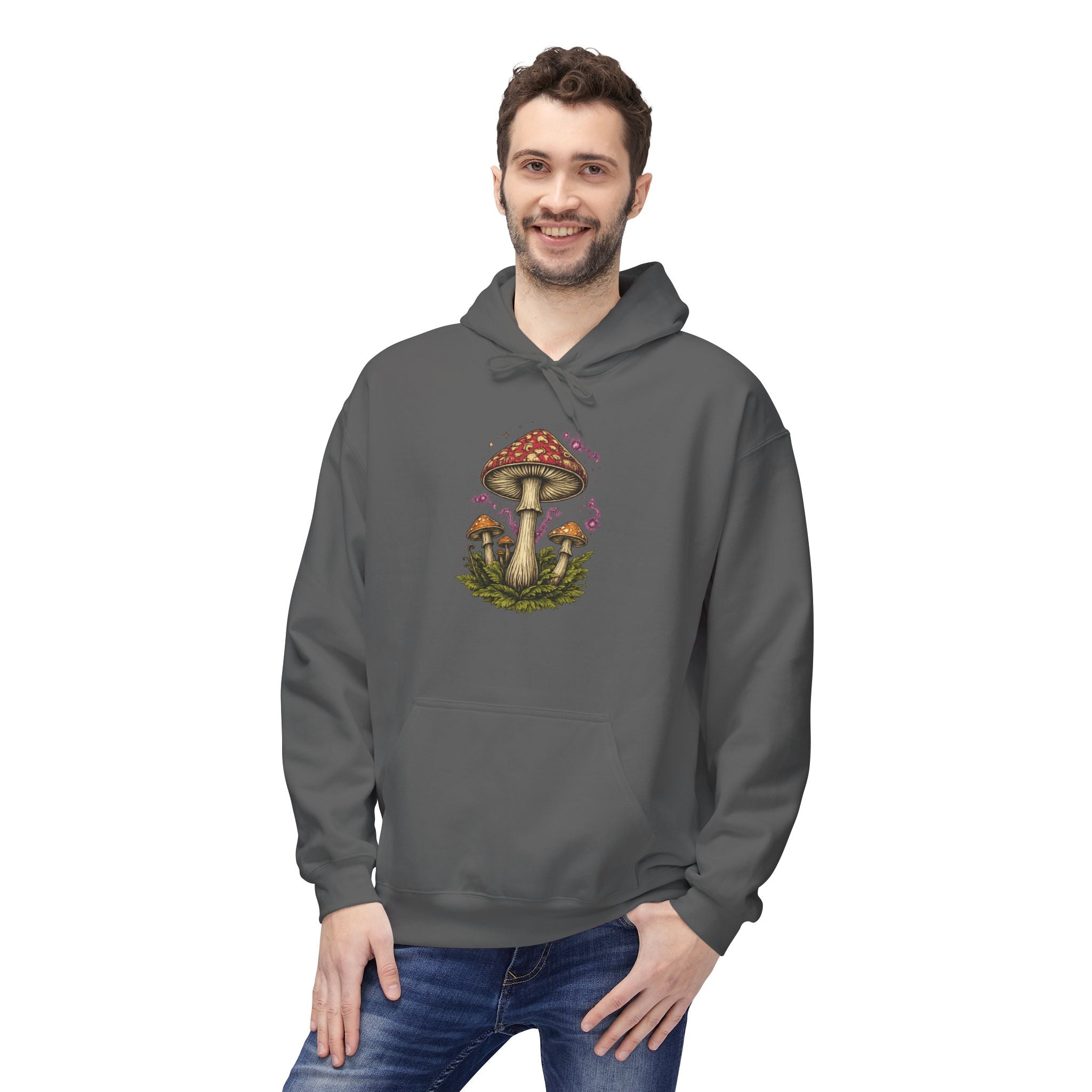 Mushroom Art Hoodie — Botanical Foraging Graphic Pullover