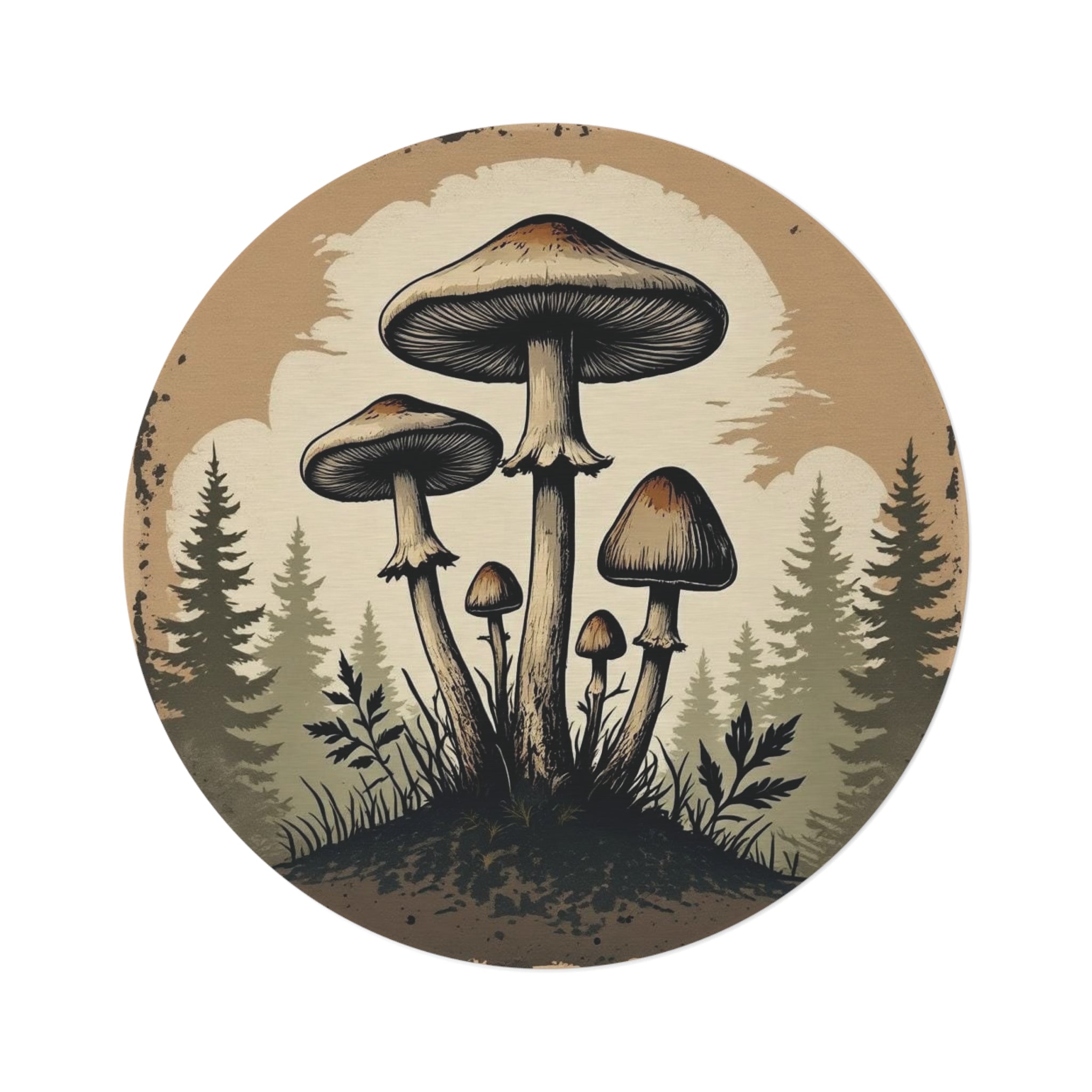 Round Rug: Mushroom Forest Round Rug