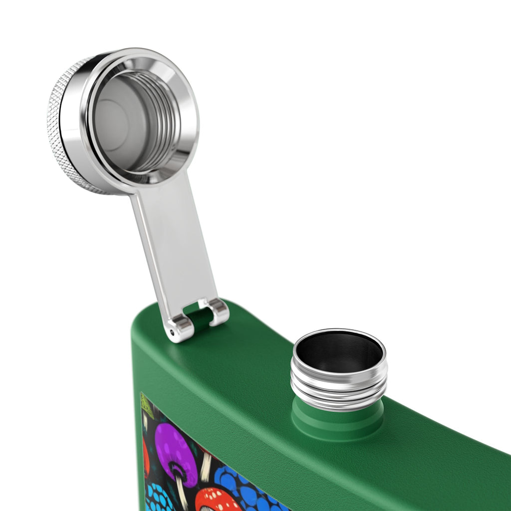 6oz Stainless Steel Flask — Colorful Psychedelic Mushroom Pattern