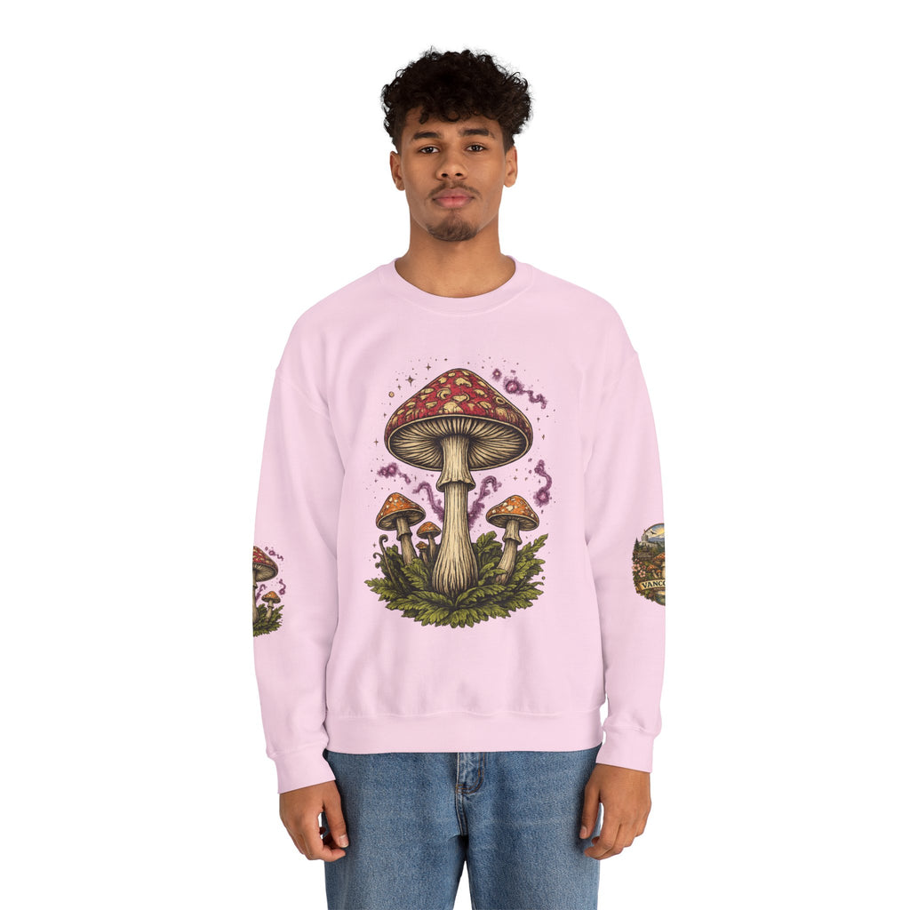 City:  Vancouver Crewneck Sweatshirt — Scenic Pacific Northwest Fungi Design