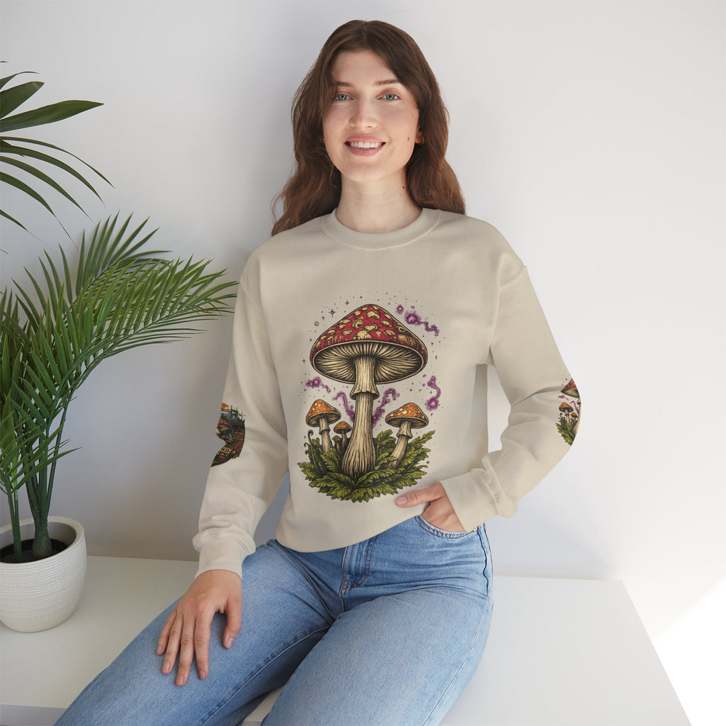 City: Portland Mushroom Crewneck Sweatshirt Vintage Psychedelic Fungi Graphic