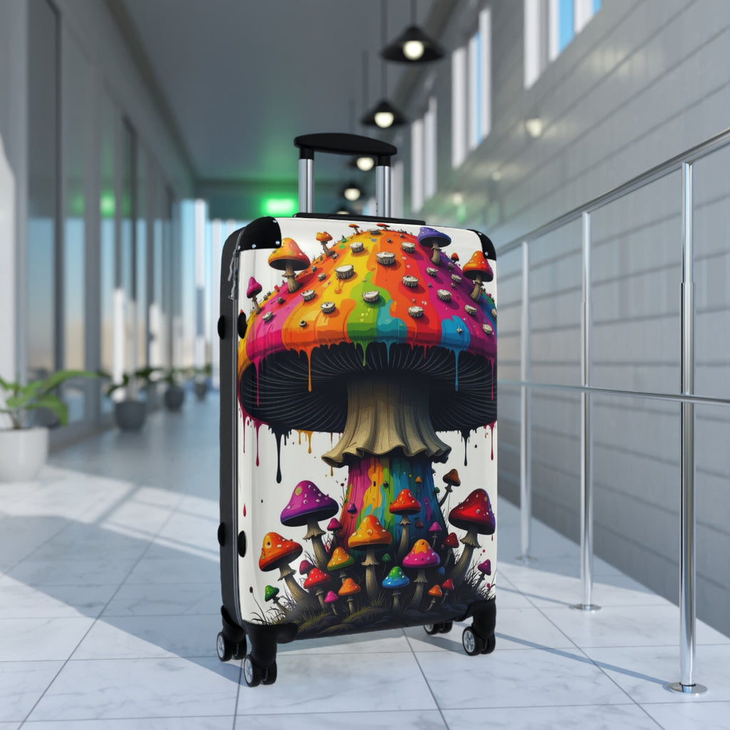 Psychedelic Rainbow Mushroom Suitcase – Colorful Travel Carry-On