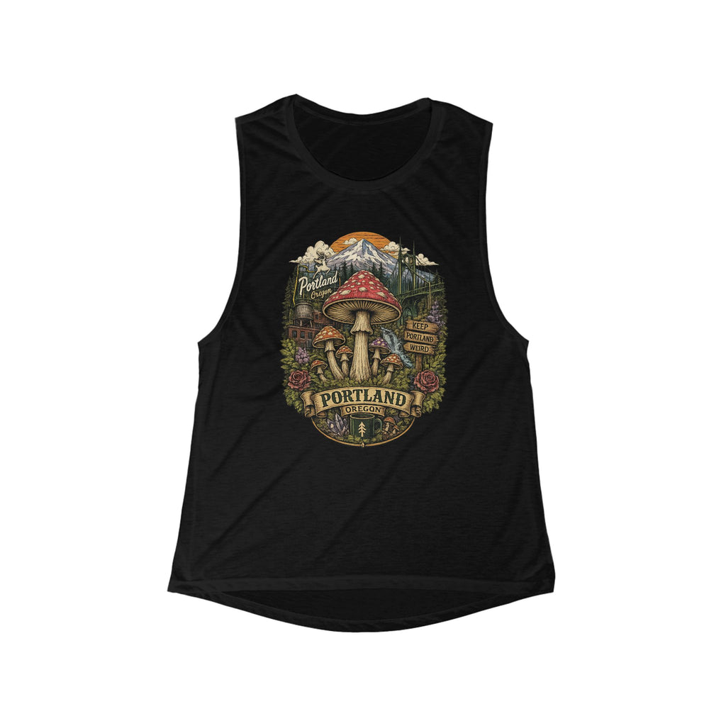 Portland Mushroom Graphic Tank Top — Women's Scoop Muscle Tank