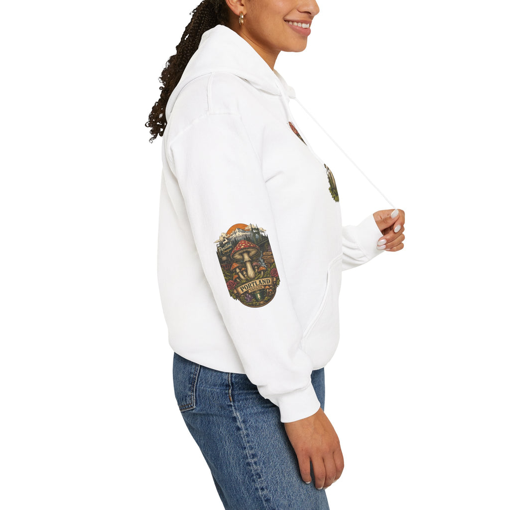 City: Portland Mushroom Forest Hooded Sweatshirt Nature Graphic Hoodie