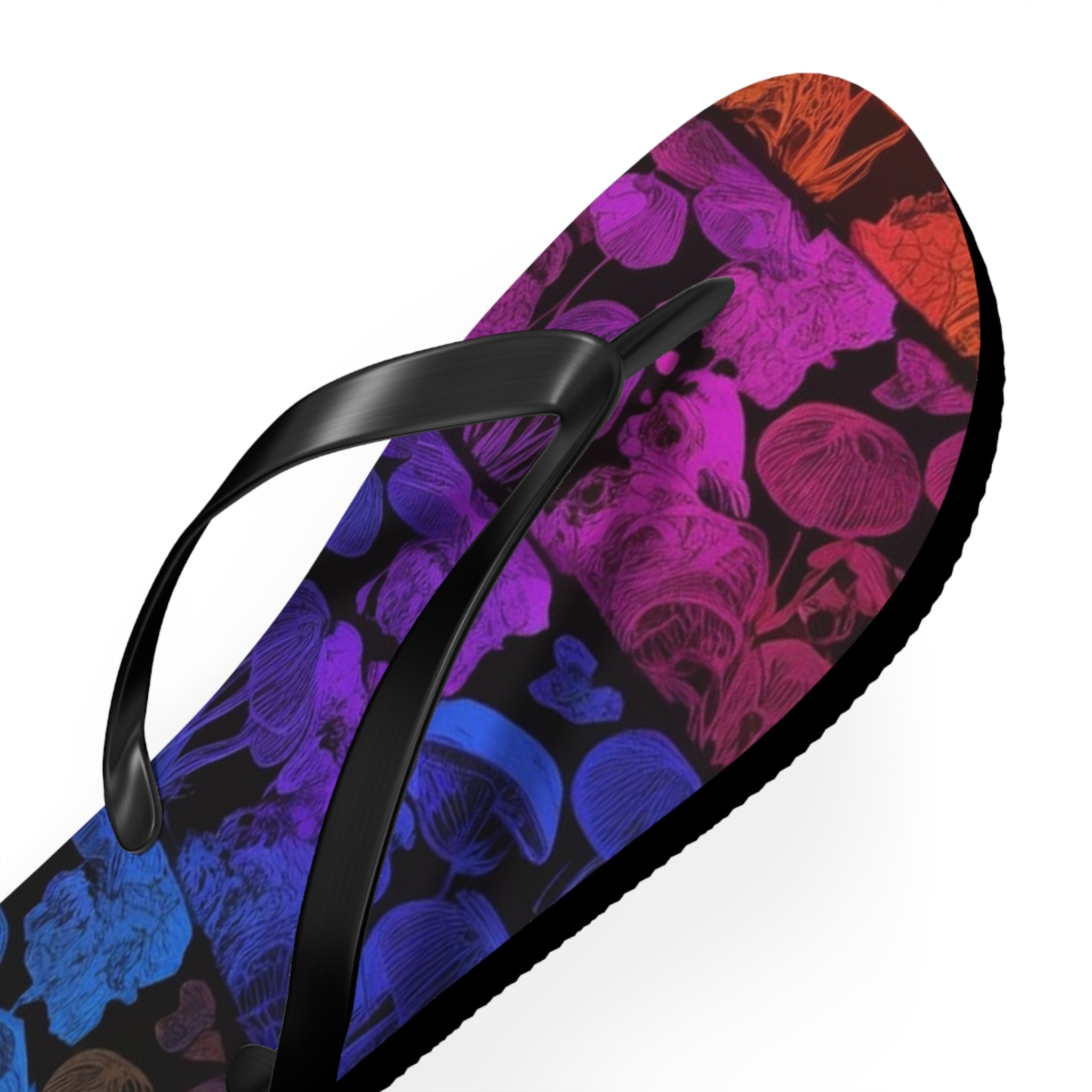Rainbow Psychedelic Mushroom Flip Flops – Colorful Jellyfish & Mushroom Beach Sandals