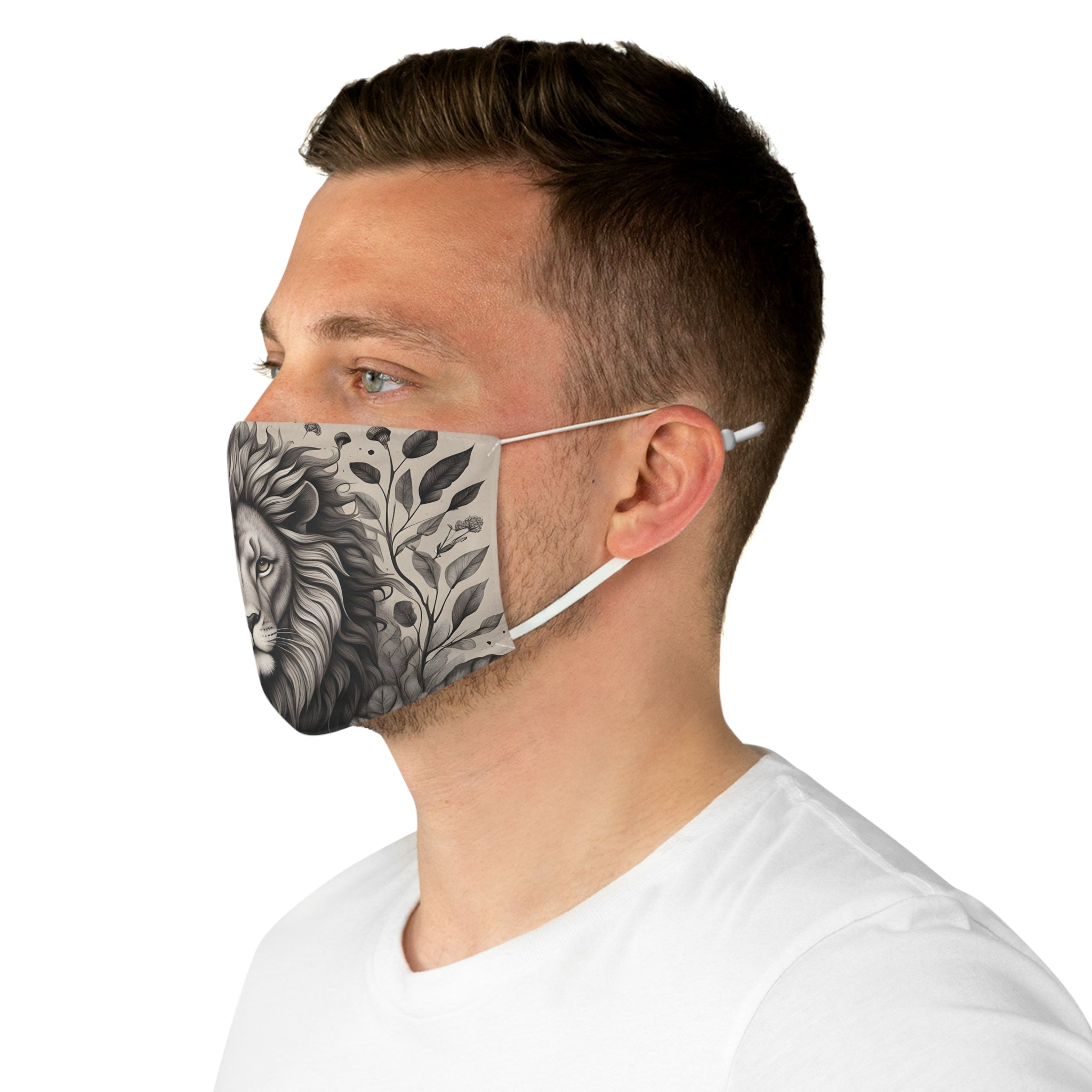 Lion Portrait Face Mask — Majestic Monochrome Animal Mask