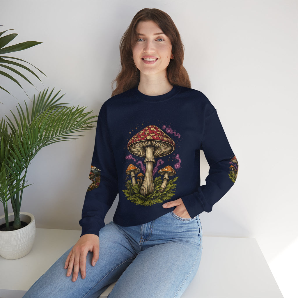 City: Portland Mushroom Crewneck Sweatshirt Vintage Psychedelic Fungi Graphic
