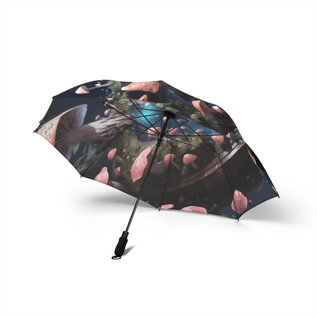 Foldable Umbrella — Enchanted Mushroom Pond Design (Semi‑Automatic)