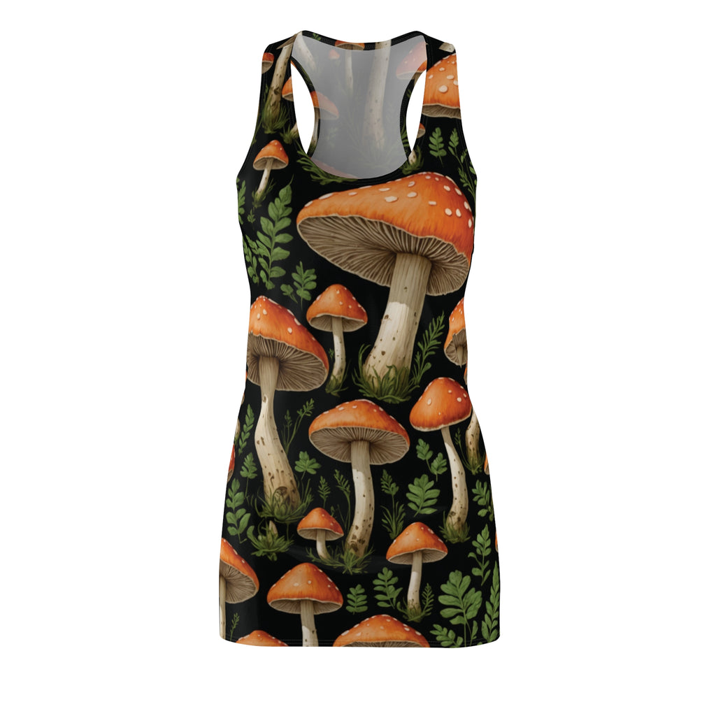 Mushroom Pattern Racerback Dress — Botanical Orange Toadstool AOP