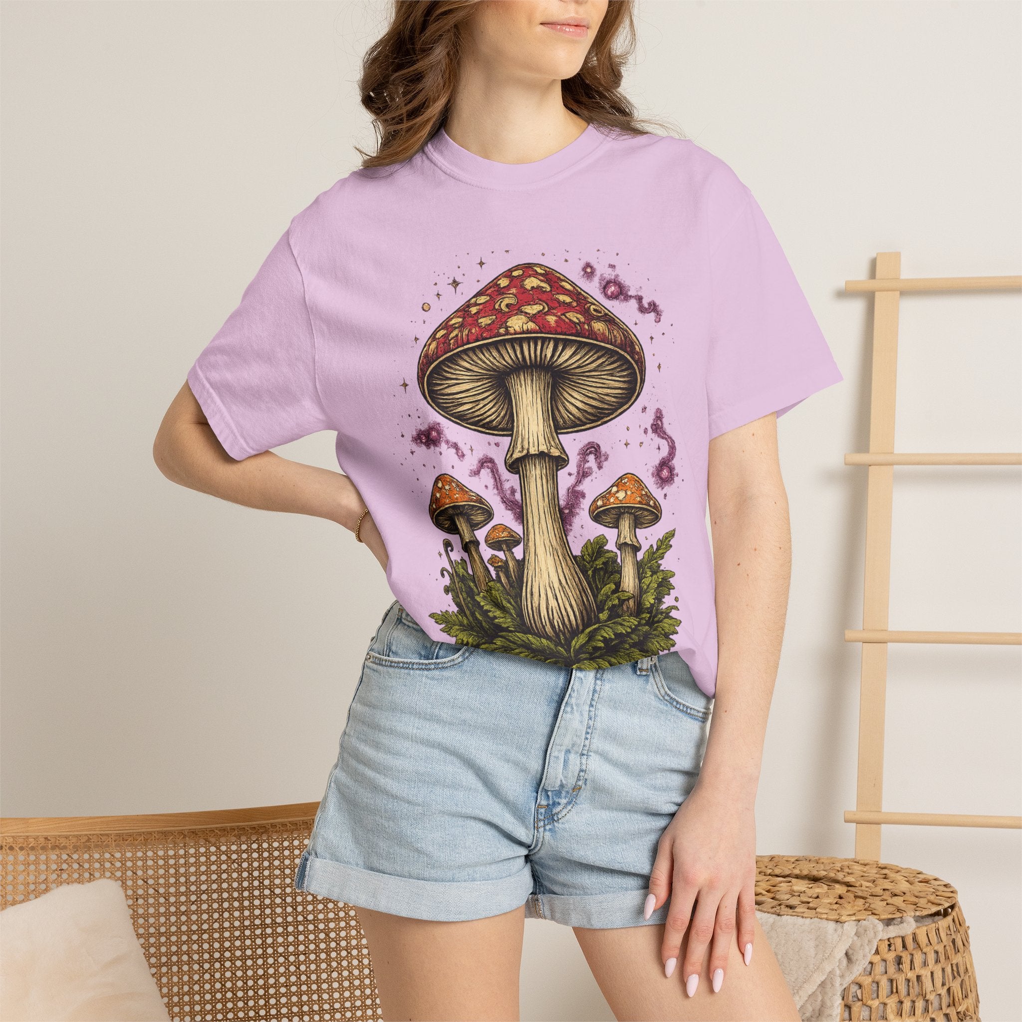 City: Portland Mushroom Graphic T-Shirt — Vintage Forest Amanita Design