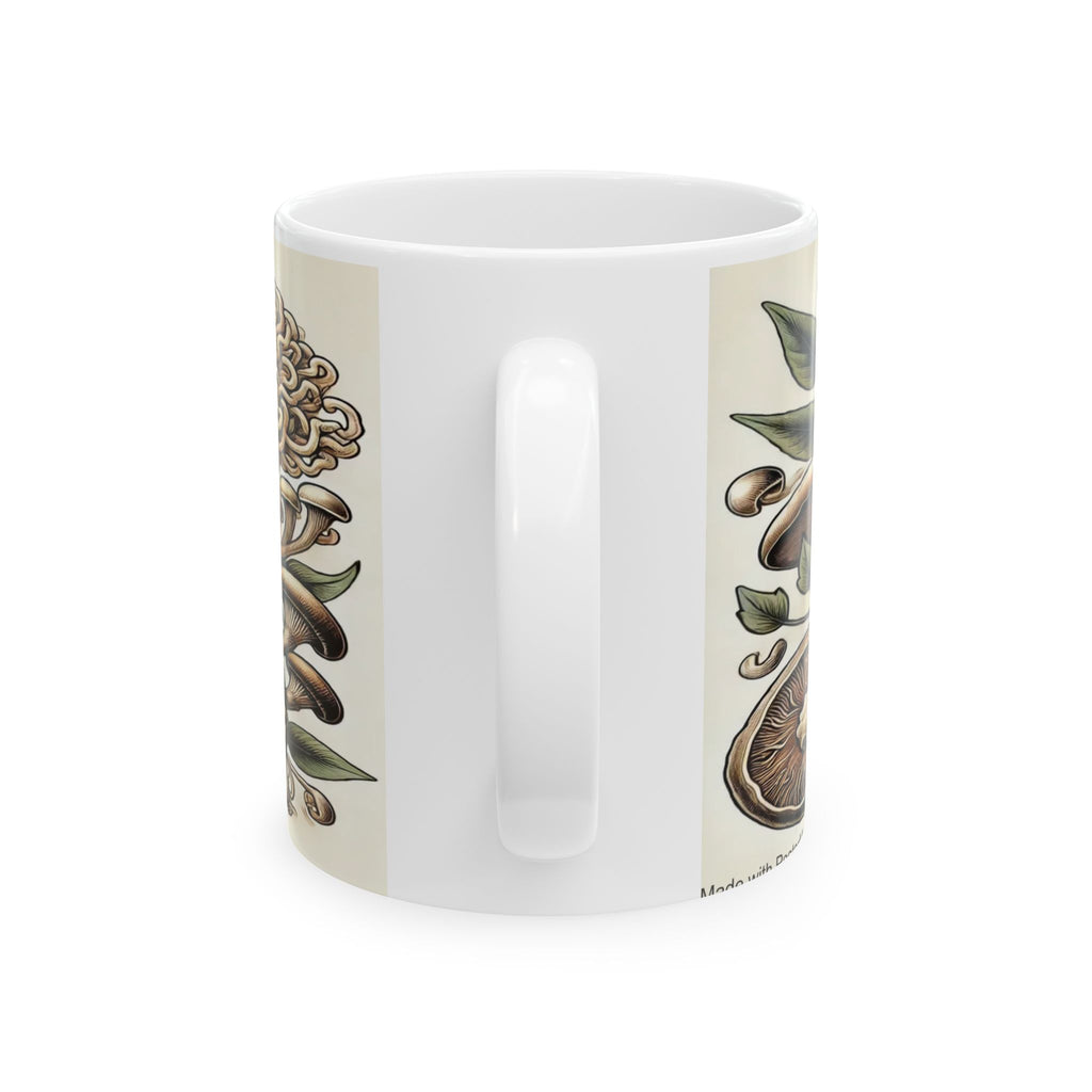 Mug: Mushroom Botanical Ceramic Mug — Earthy Foraged Fungi Art (11oz, 15oz)