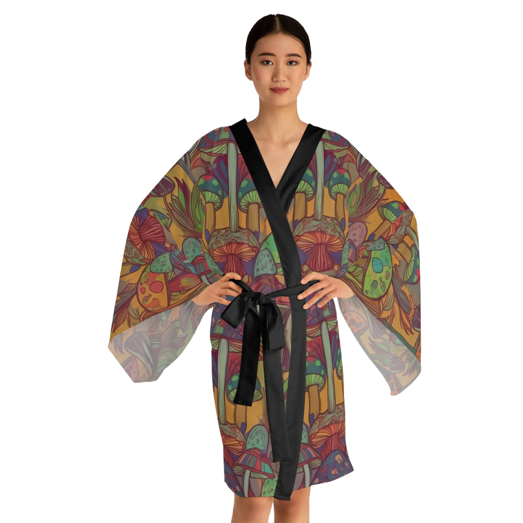 Kimono Robe: Psychedelic Mushroom Kimono Robe — Colorful Boho Lounge Jacket