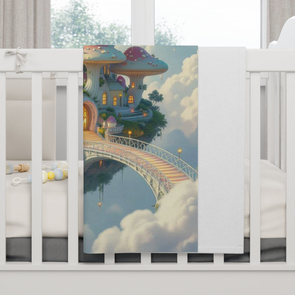 Manta para bebé Castillo de Champiñones — Manta de forro polar caprichosa para cunas de bebés y niños pequeños