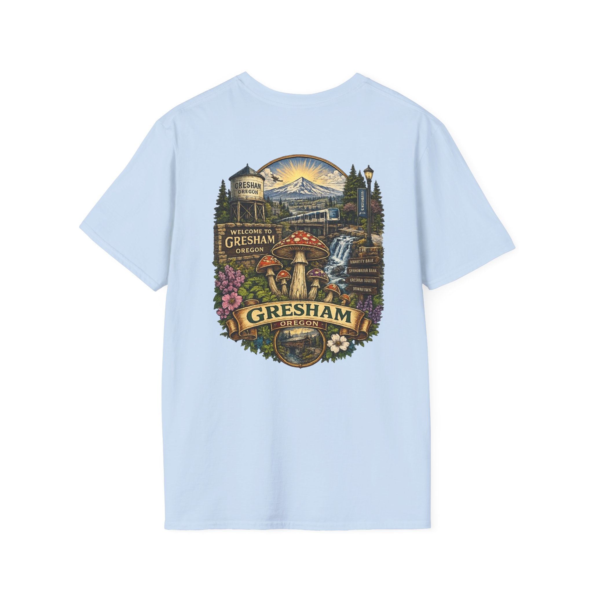 City: Gresham Psychedelic Mushroom Graphic T-Shirt — Red Amanita Illustration