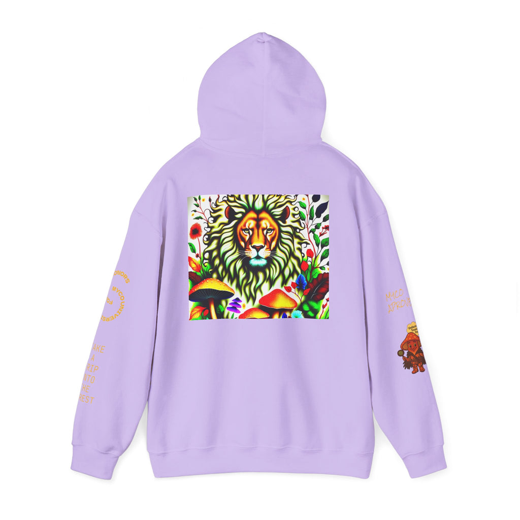 Myco University Lion & Mushroom Hoodie — Psychedelic Lion Graphic Pullover